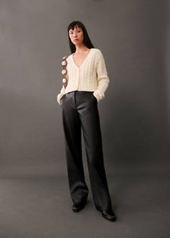 Buttoned knit braided cardigan — Ecru 2