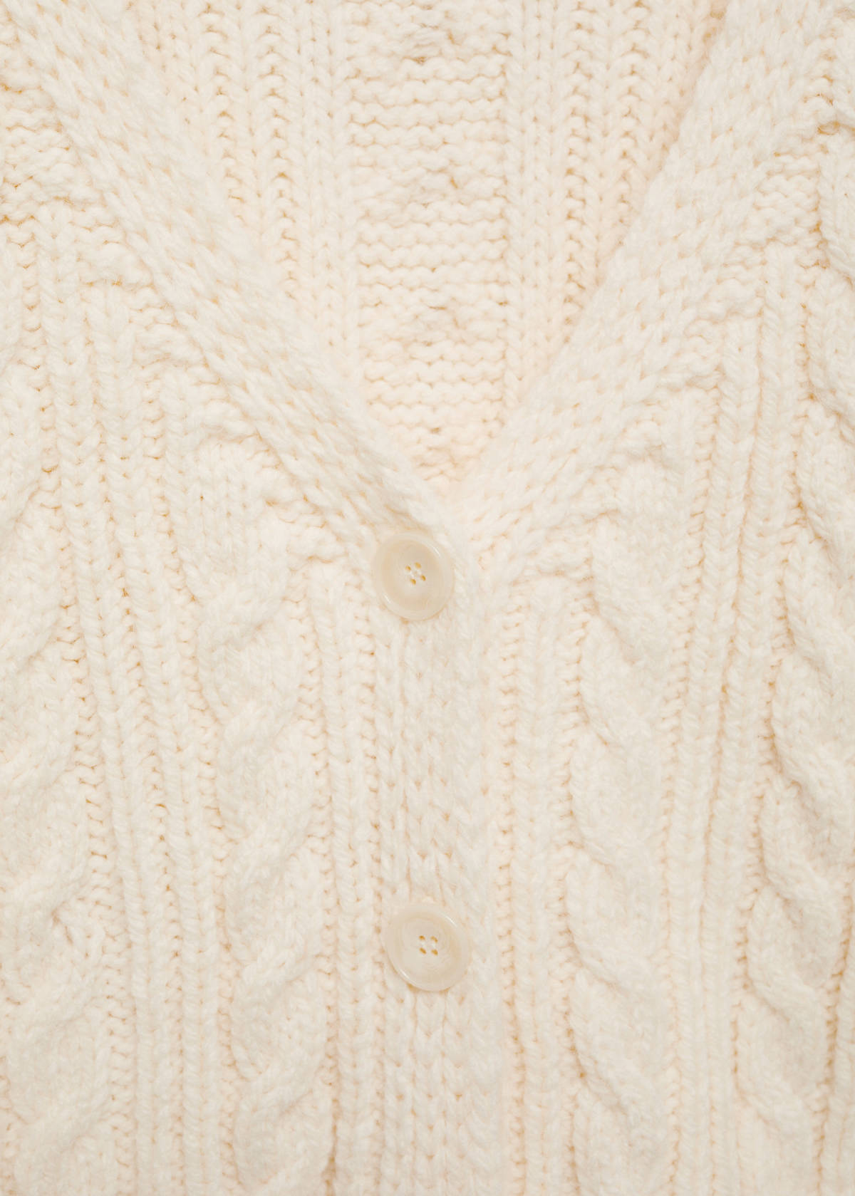 Buttoned knit braided cardigan — Ecru