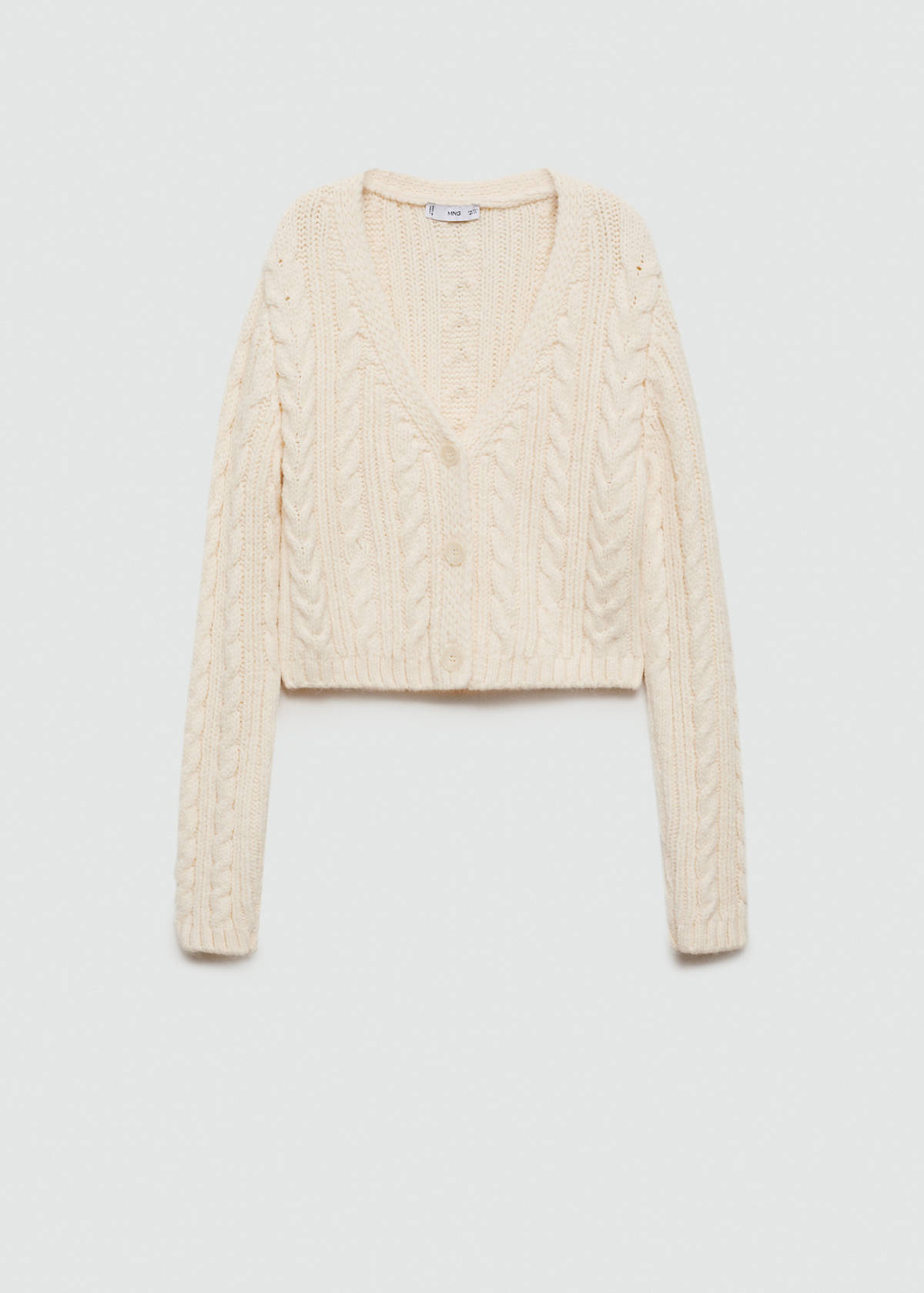 Buttoned knit braided cardigan — Ecru