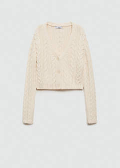 Buttoned knit braided cardigan — Ecru 6