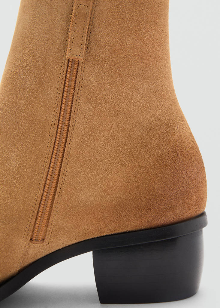 Metallic pointed toe leather ankle boots — Tobacco Brown