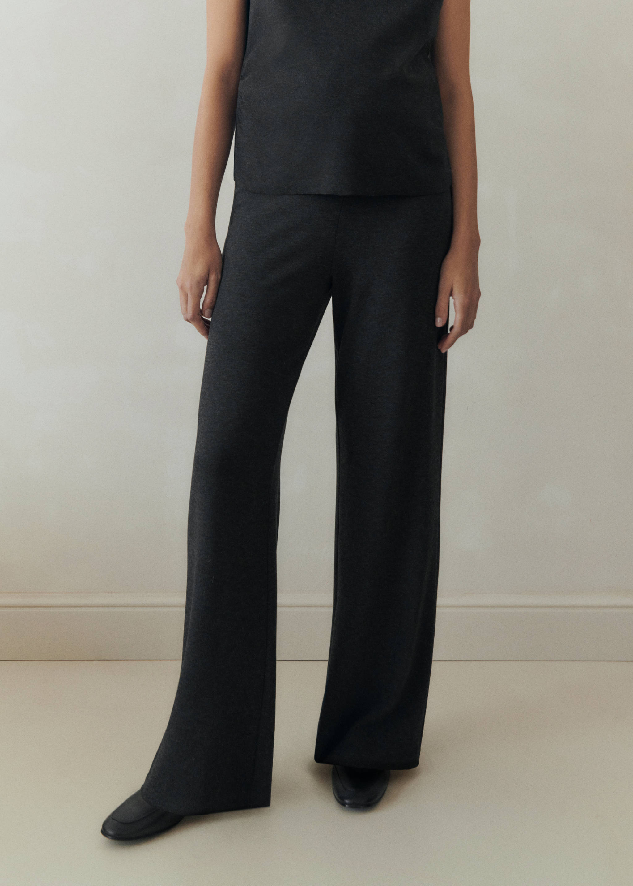Fine-knit wideleg trousers - Medium plane