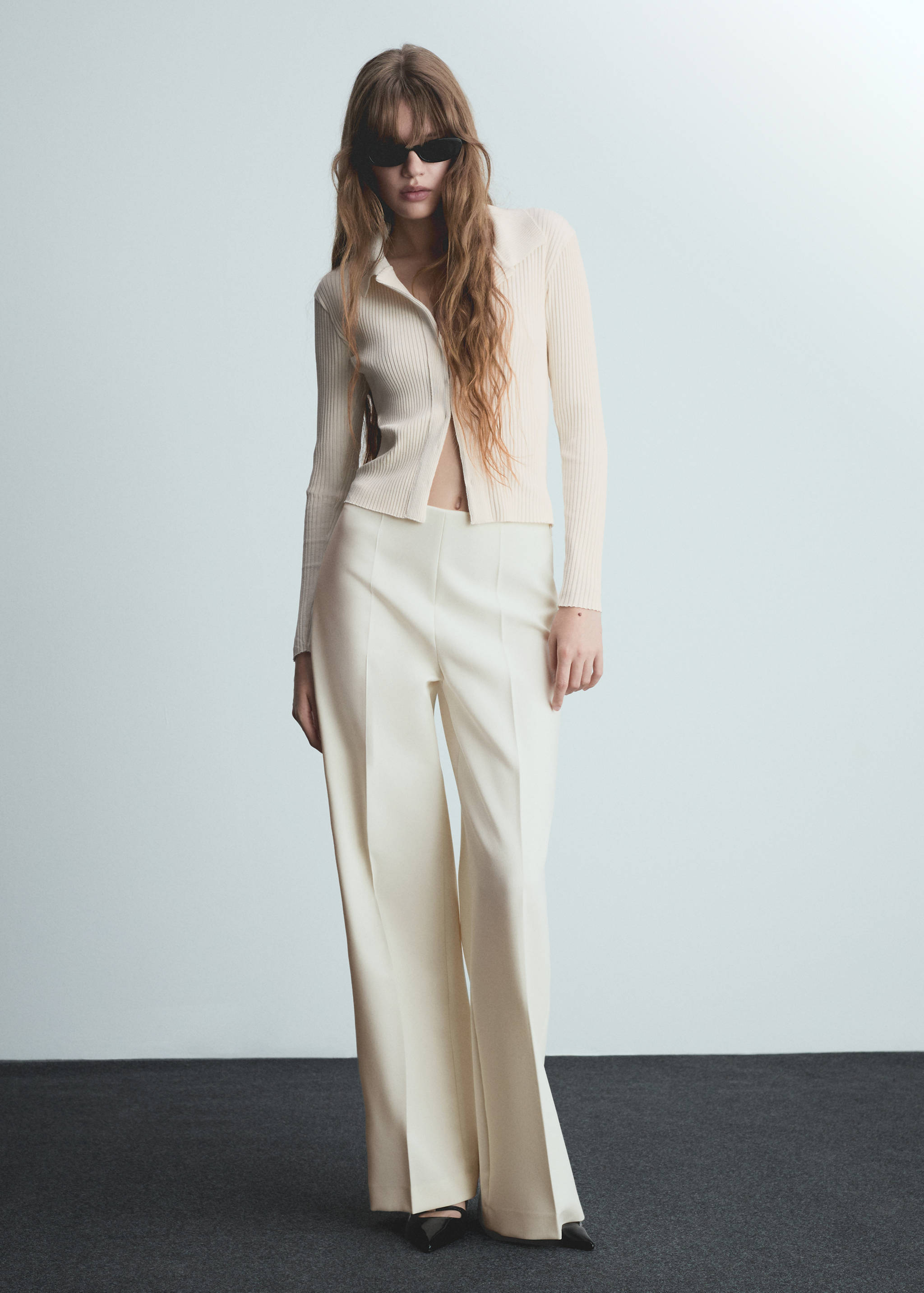 Wide leg pleated trousers - General plane