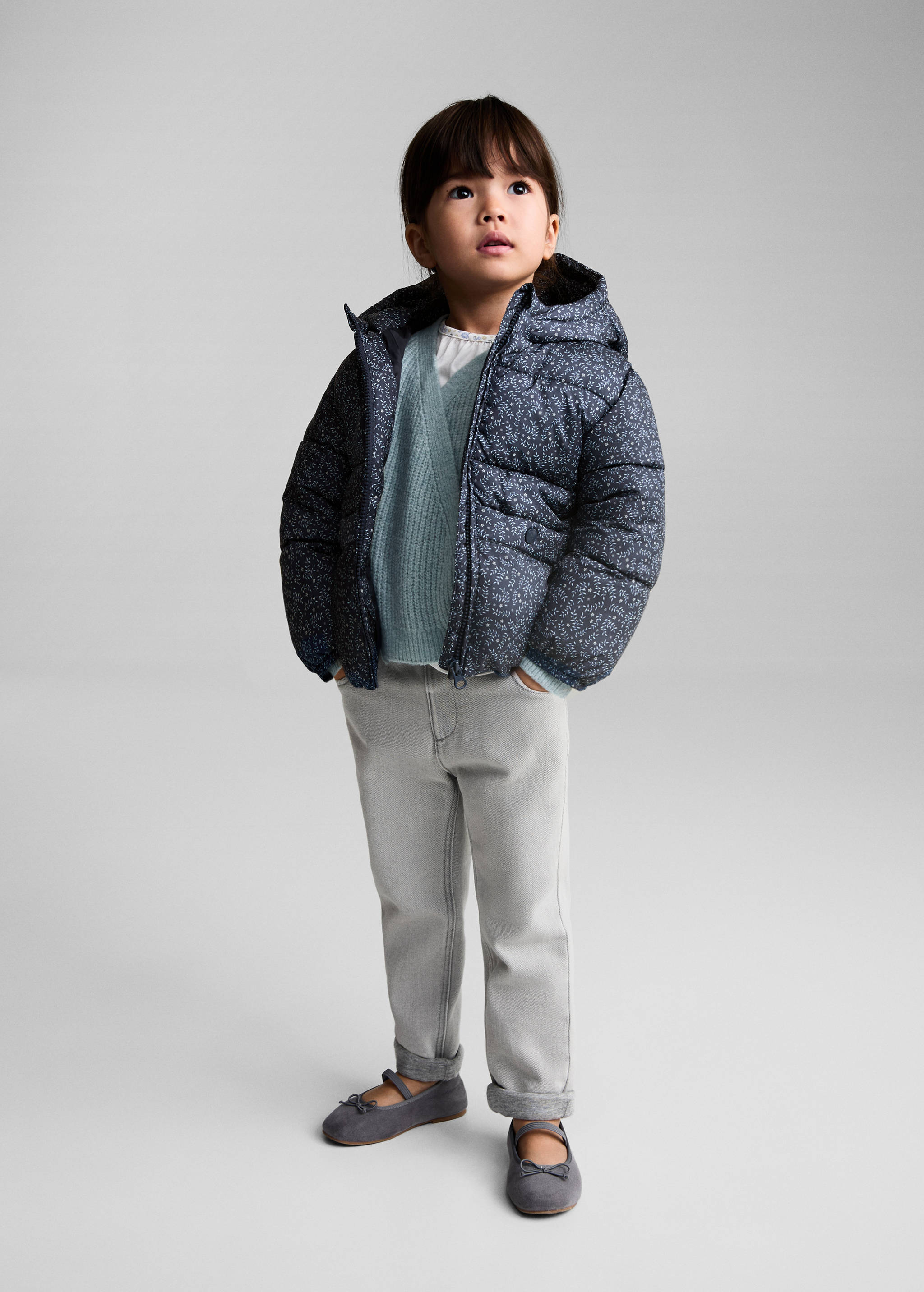 Flowers print quilted anorak - General plane