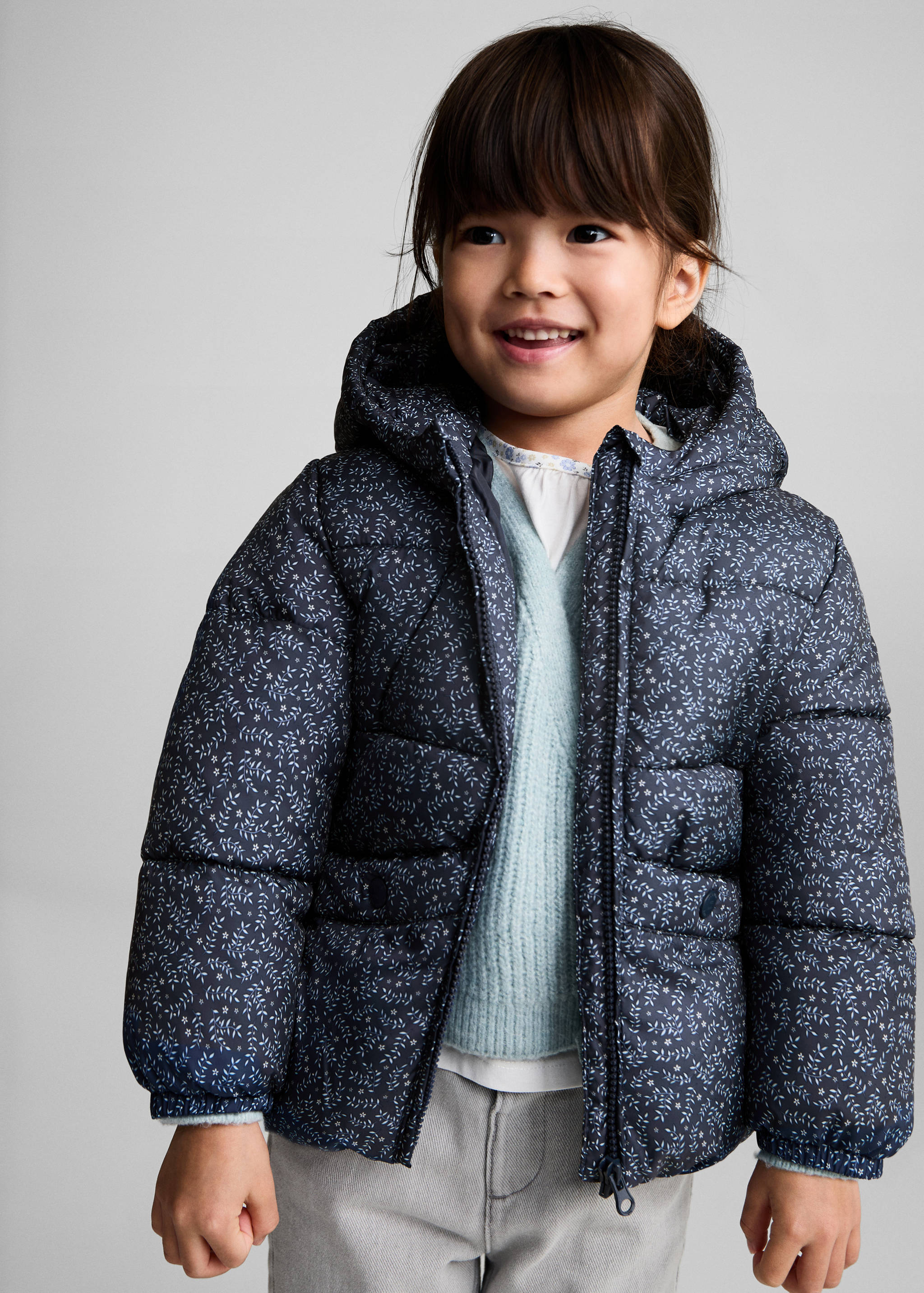 Flowers print quilted anorak - Medium plane