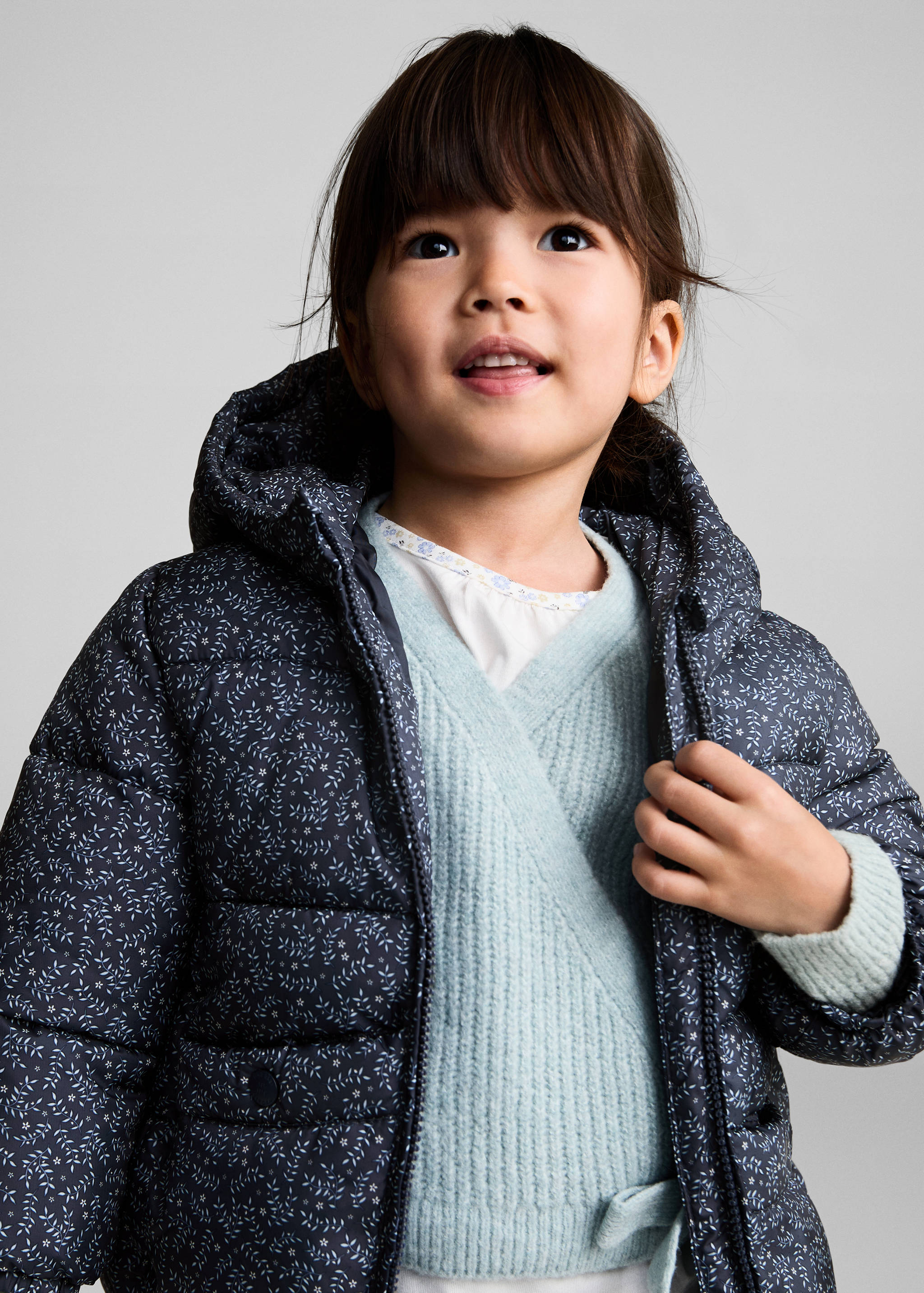 Flowers print quilted anorak - Details of the article 1