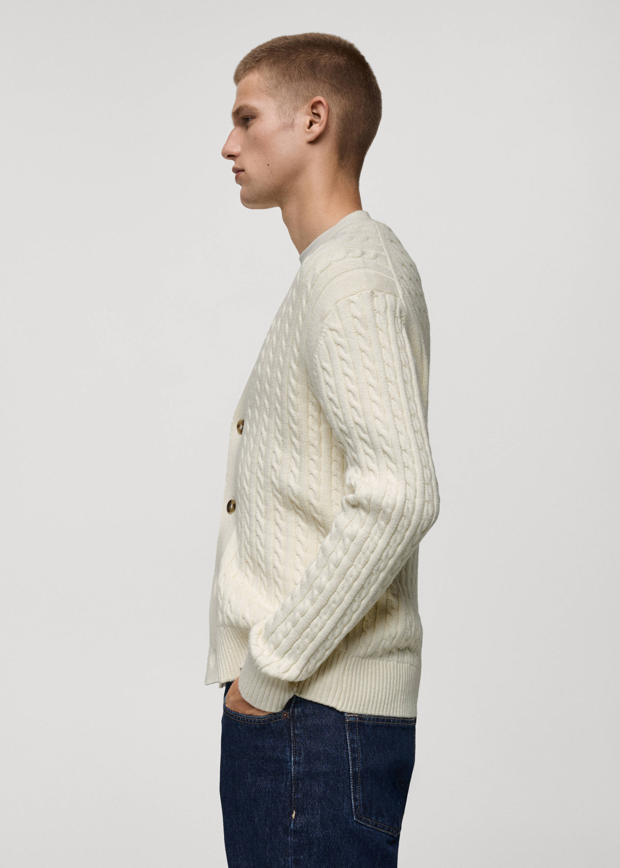 Chunky-knit cotton-blend braided cardigan with buttons - Details of the article 2