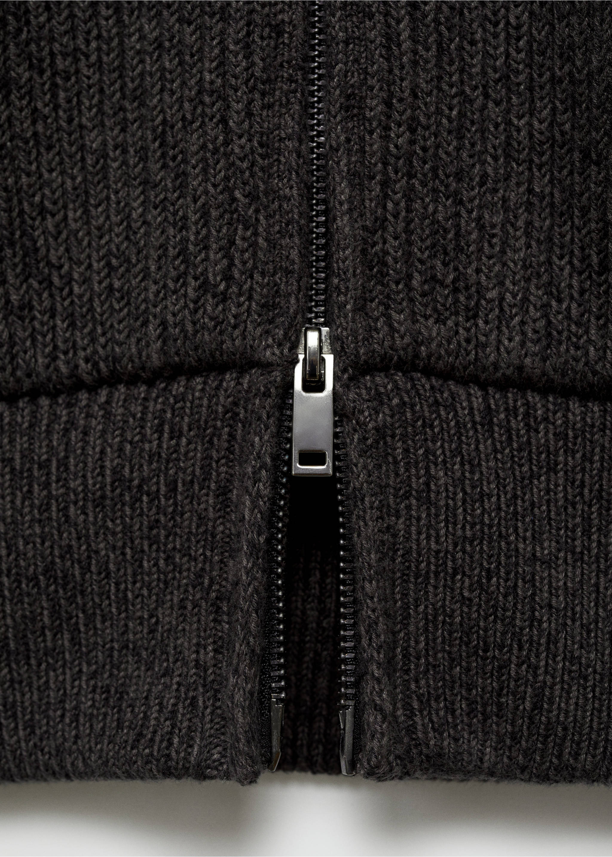 Chunky-knit ribbed sweater with zip - Details of the article 0, Charcoal. Ref: 77065975-00.