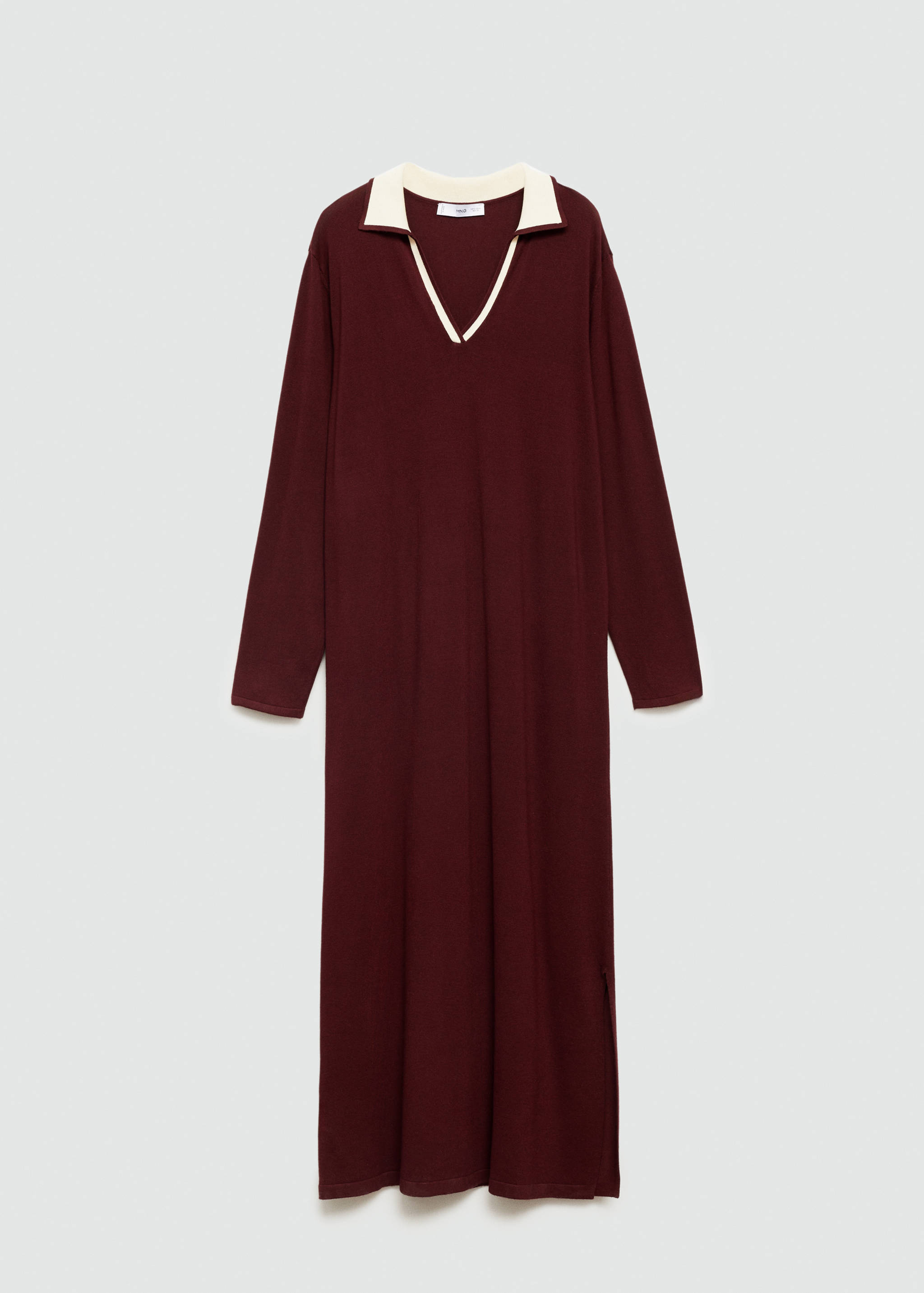 对比色衣领连衣裙 - null