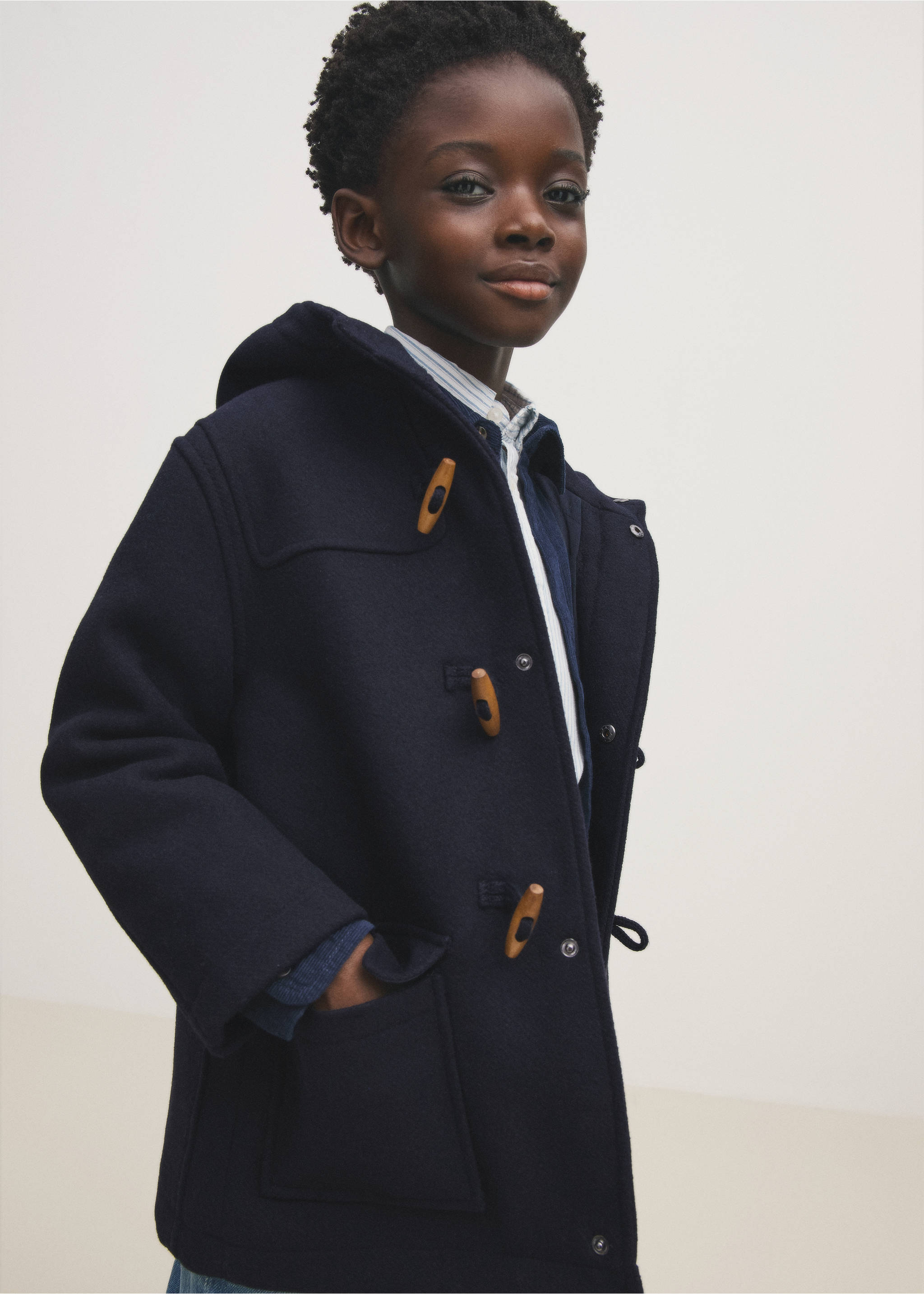Manteau drap de laine poches - Détail de l'article 7, Bleu marine foncé. Ref: 77065978-00.