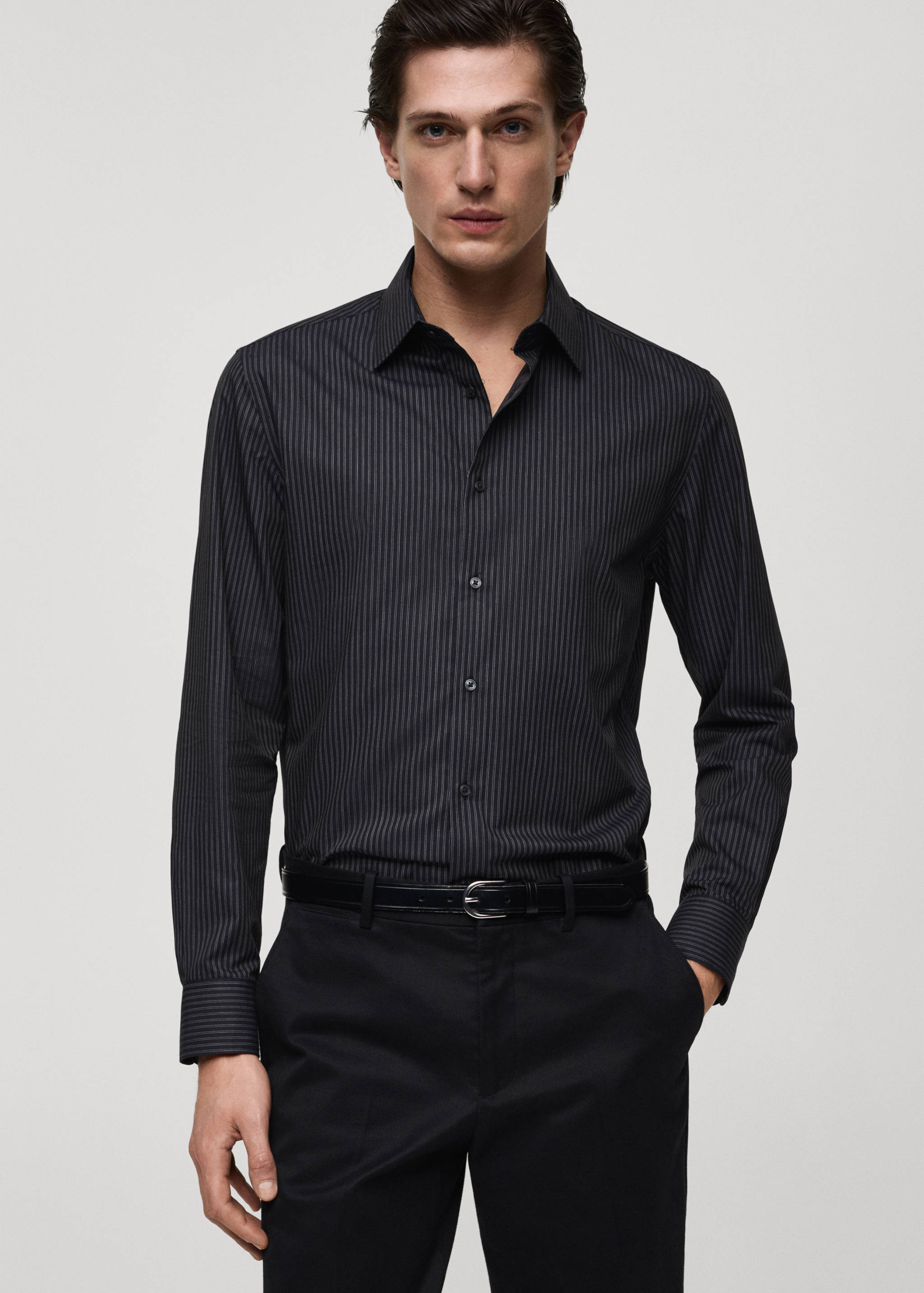 Slim-fit cotton pinstripe shirt - Details of the article 4