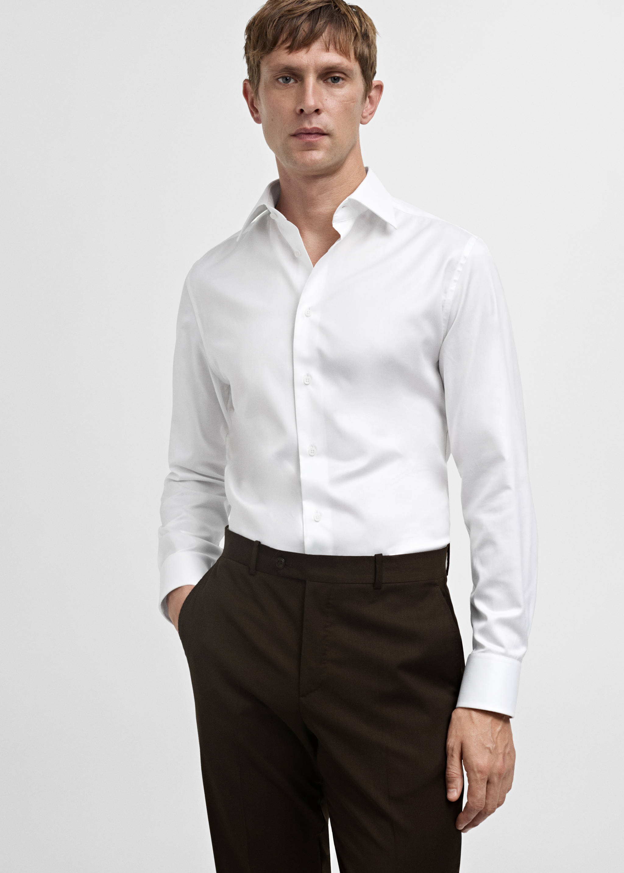 Slim fit cotton suit shirt - Medium plane