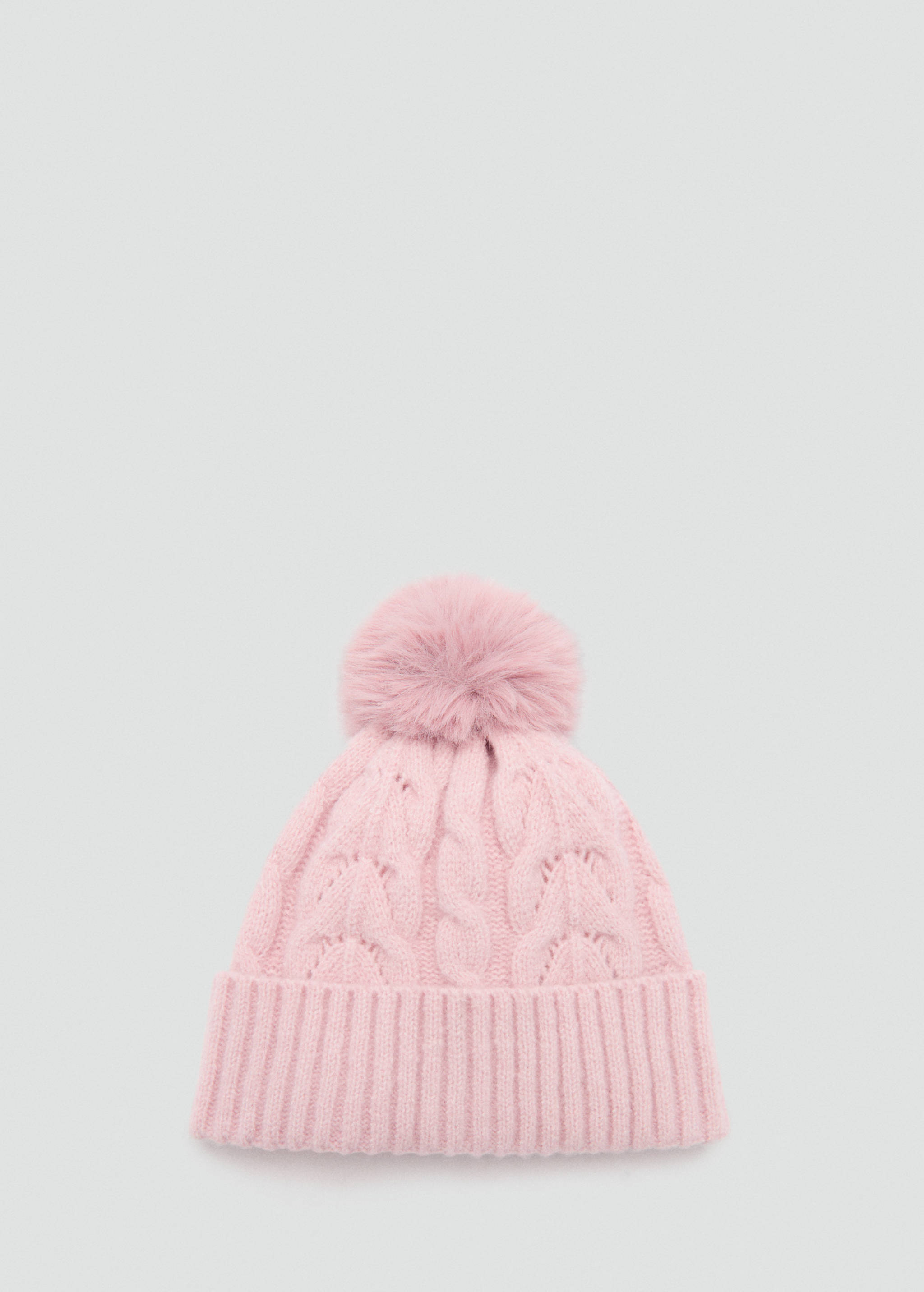 Вязаная шапка с узором косы и помпоном - Изделие без модели