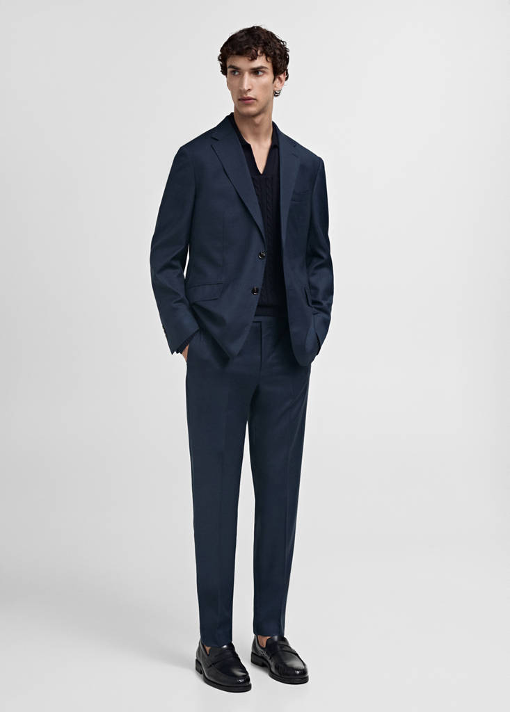 Venice 100% virgin wool suit trousers — Dark Navy