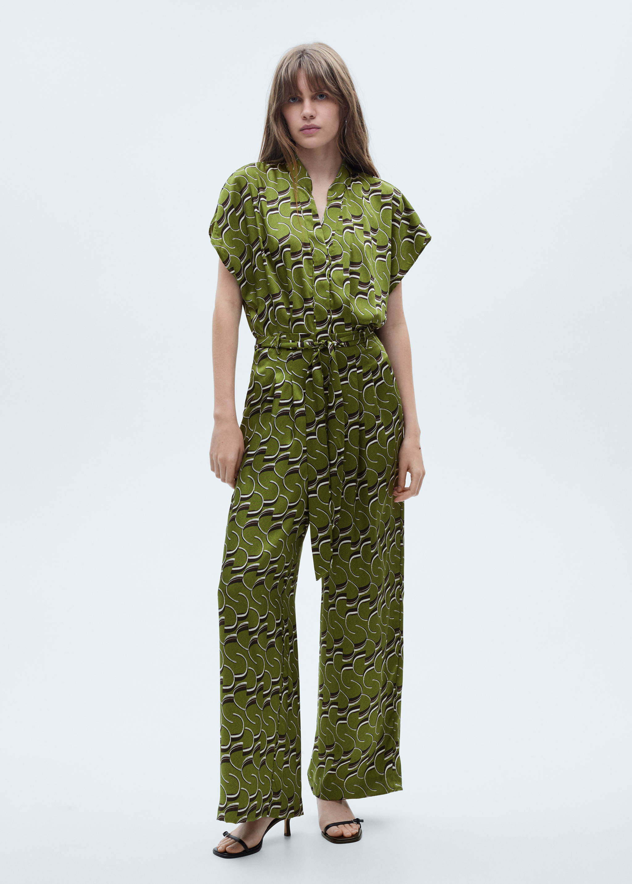 Printed satin jumpsuit - General plane