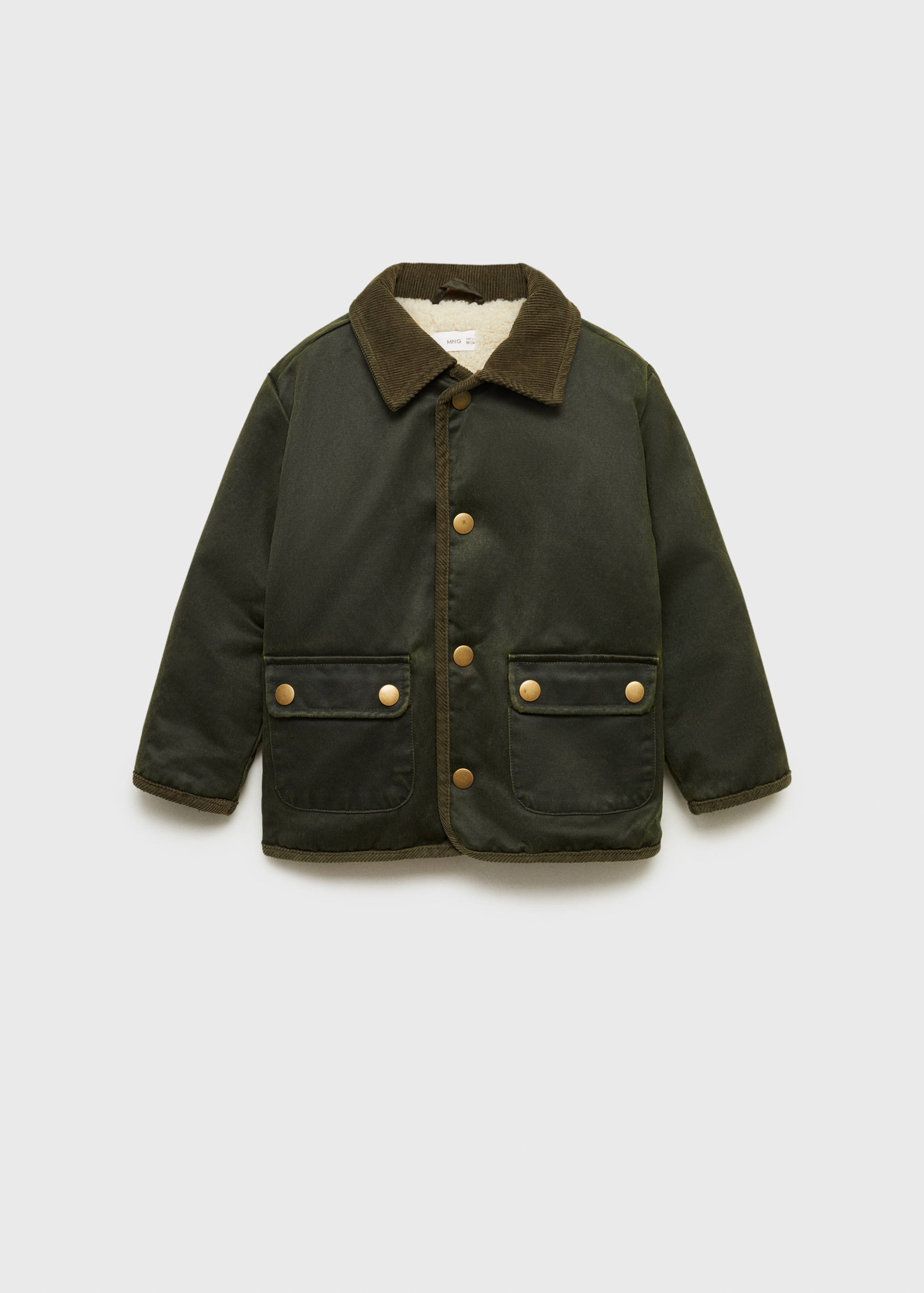 Waxed-effect barn jacket with sheepskin interior - Article without model