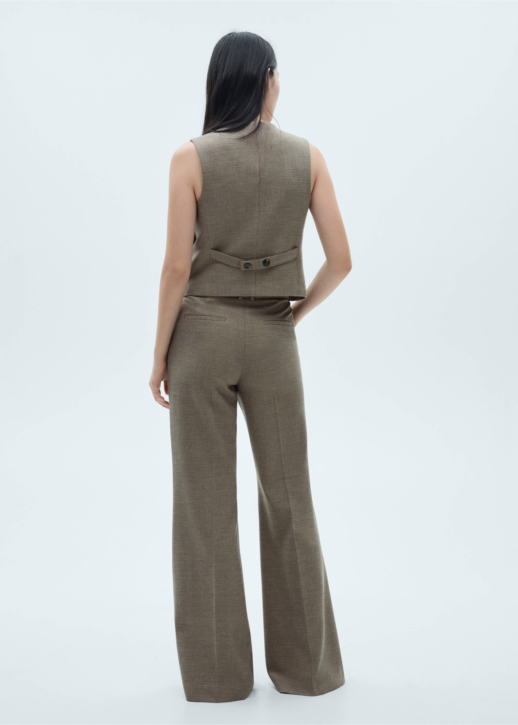 Micro-houndstooth waistcoat - Обратная сторона изделия, Хаки. Ref: 77066724-00.