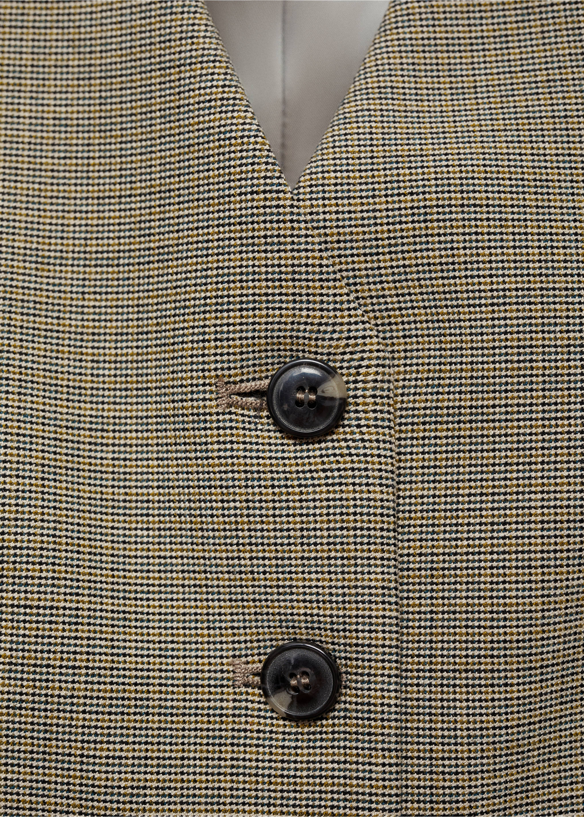 Micro-houndstooth waistcoat - Деталь изделия 8, Хаки. Ref: 77066724-00.