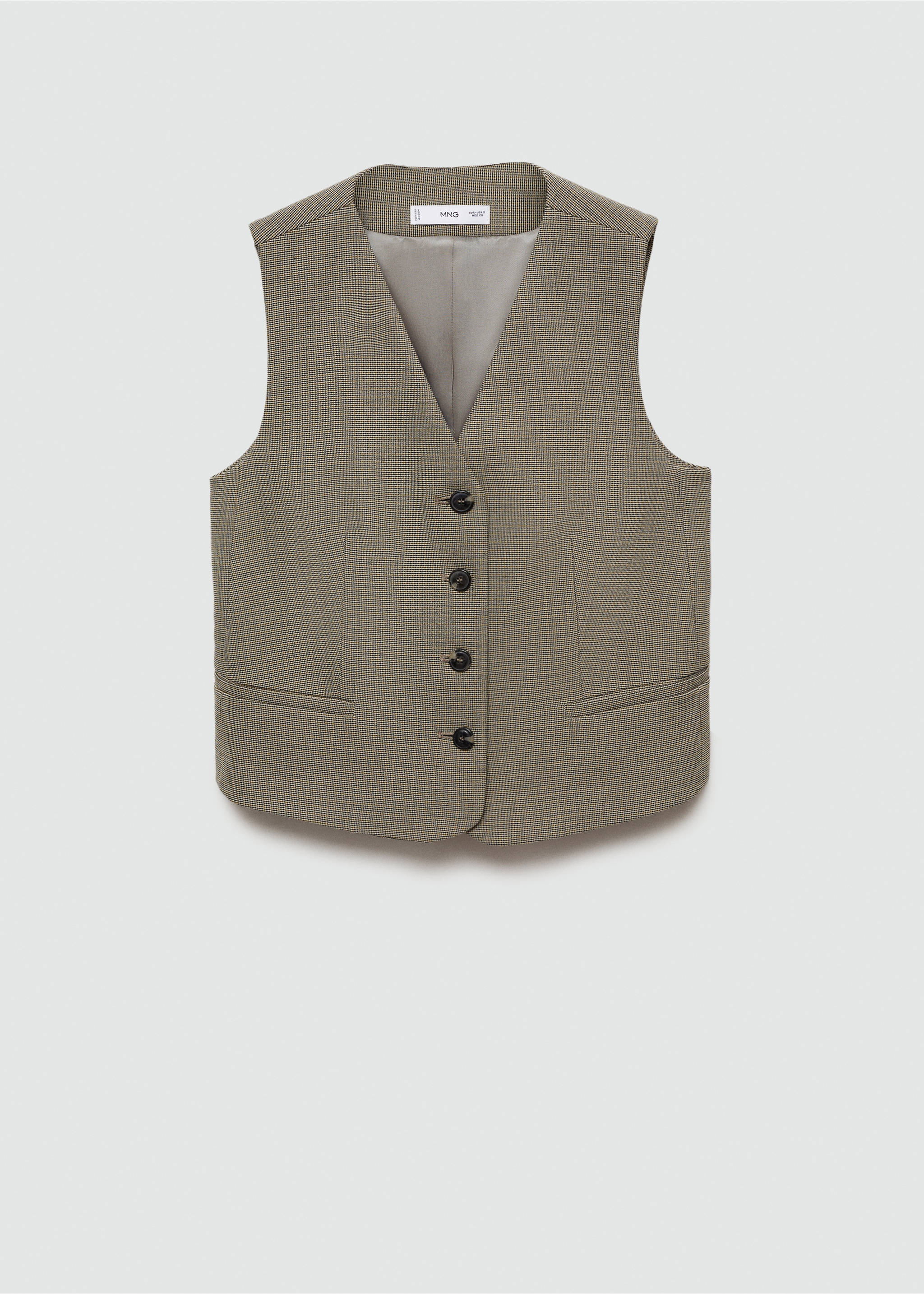 Micro-houndstooth waistcoat - Изделие без модели, Хаки. Ref: 77066724-00.