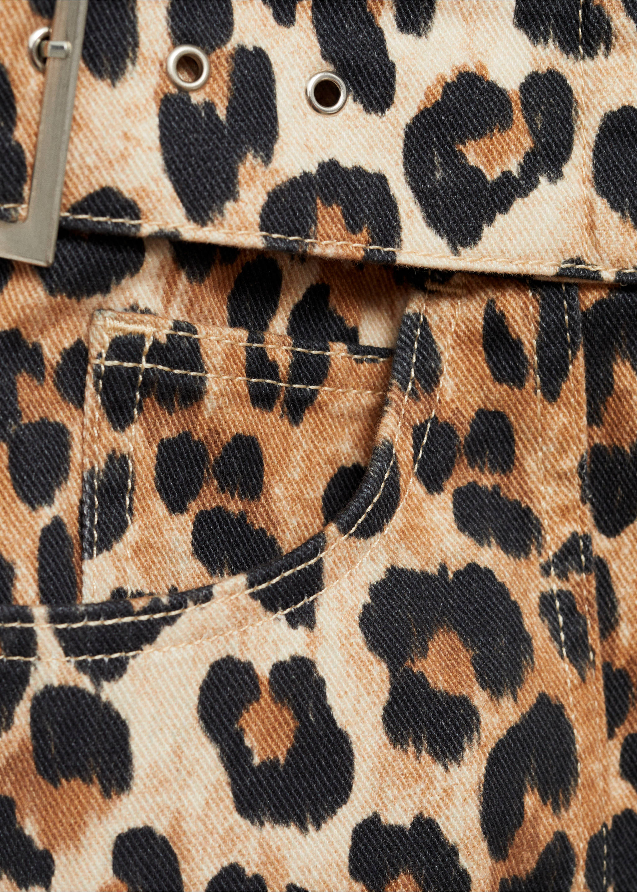 Minifalda vaquera leopardo - Detalle del artículo 8, Beige. Ref: 77066754-00.