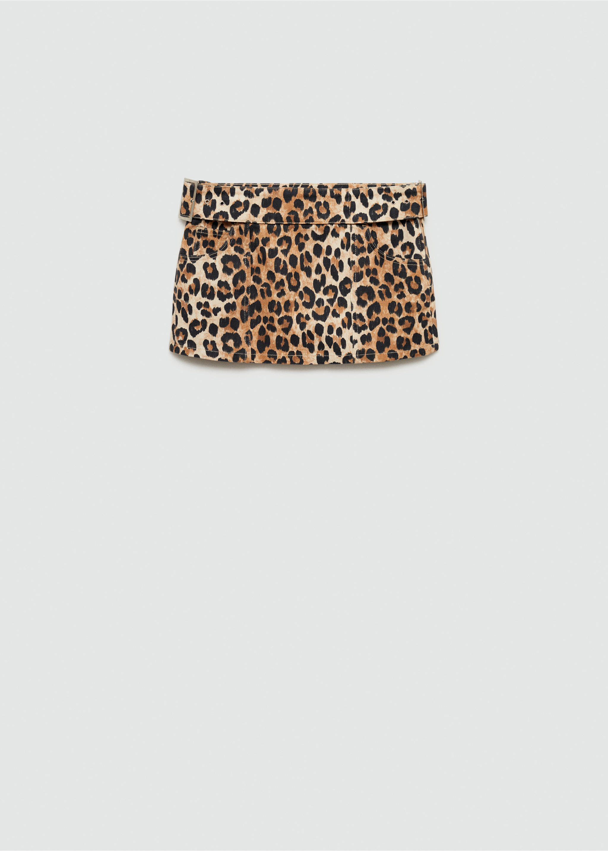Minifalda vaquera leopardo - Artículo sin modelo, Beige. Ref: 77066754-00.