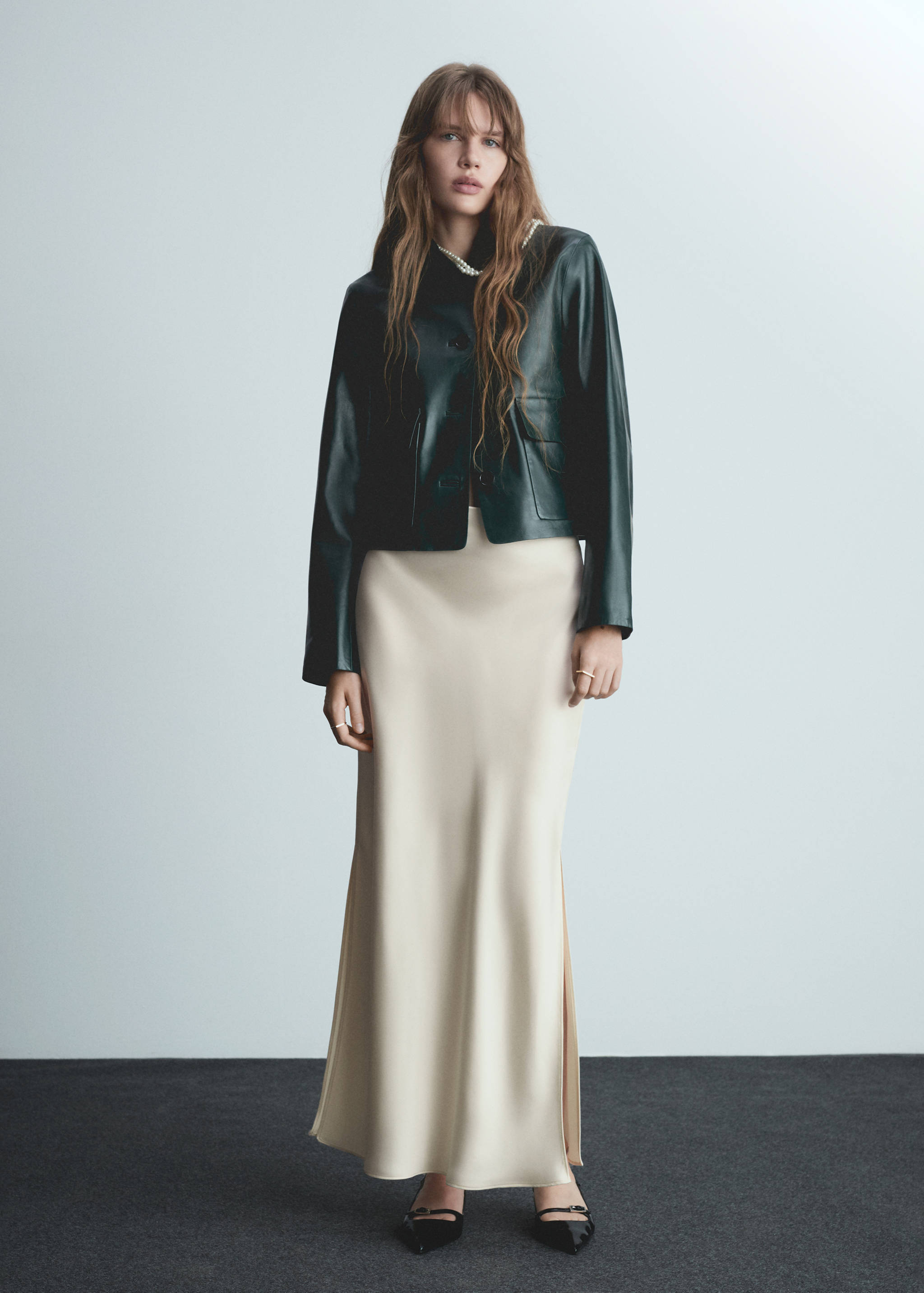 Satin long skirt - General plane