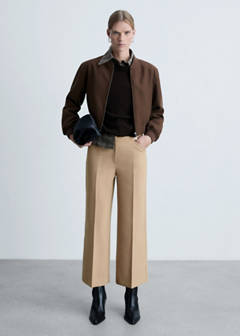 Wide leg pleated trousers — Beige 2
