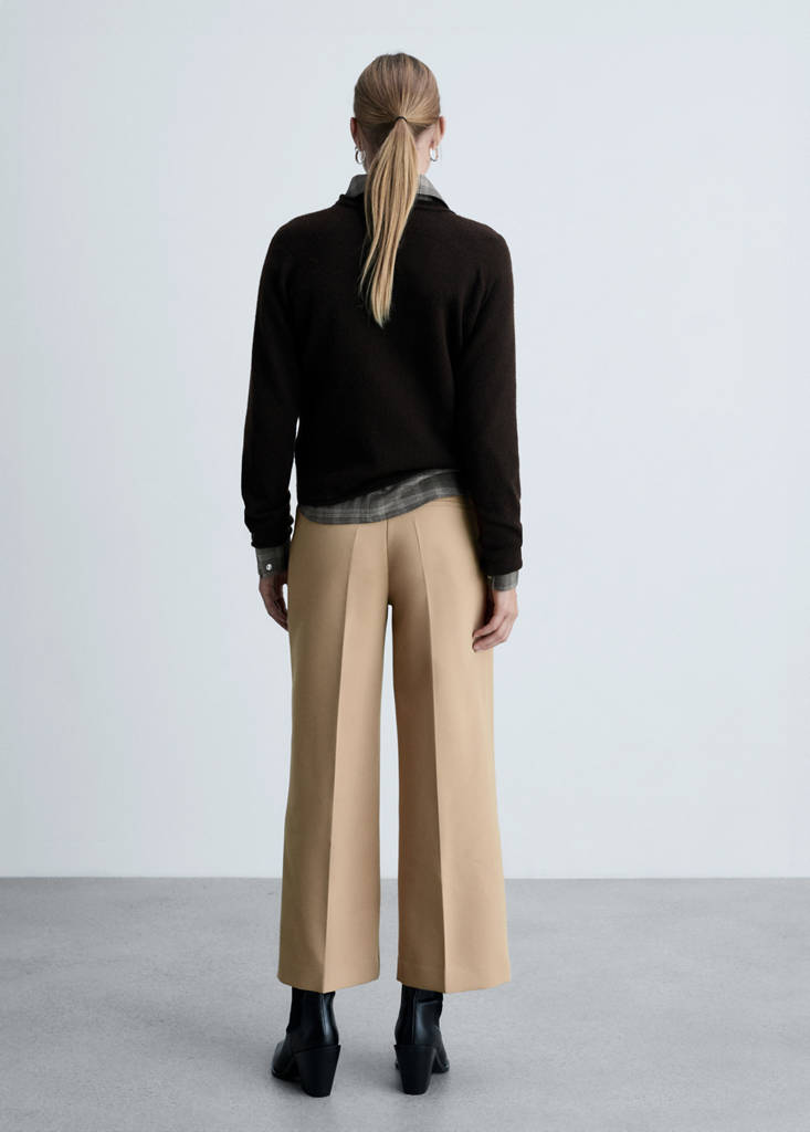 Wide leg pleated trousers — Beige