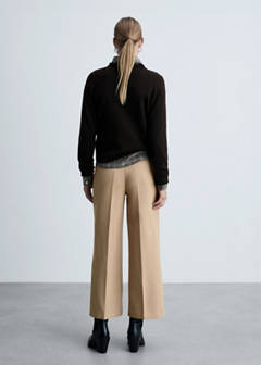 Wide leg pleated trousers — Beige 3