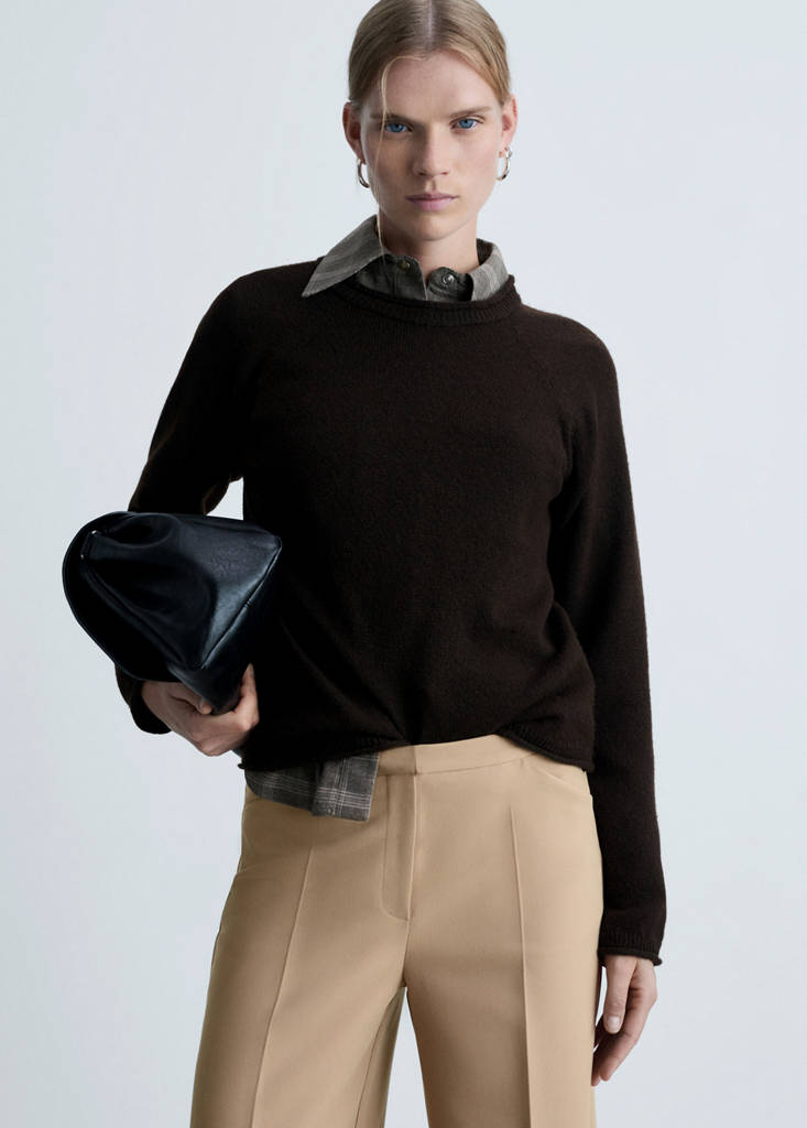 Wide leg pleated trousers — Beige