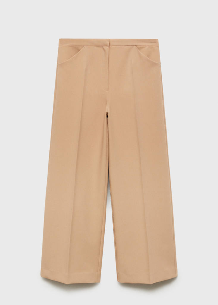Wide leg pleated trousers — Beige