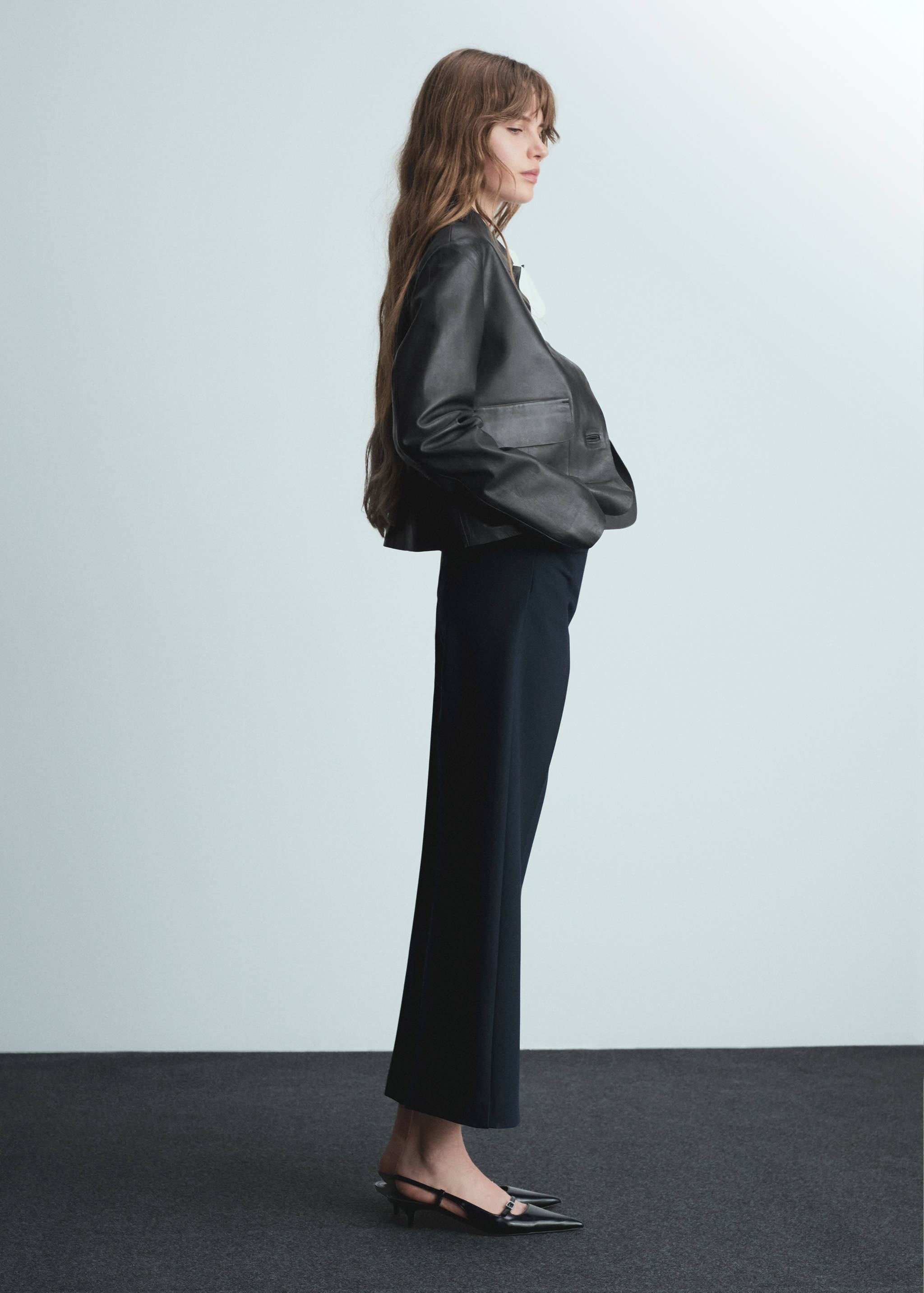 褶皱阔腿裤 - null