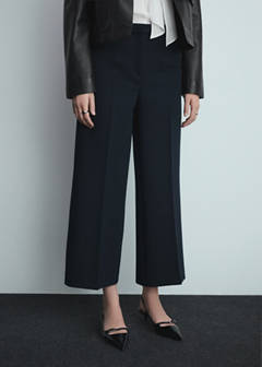 Wide leg pleated trousers — Dark Navy 1