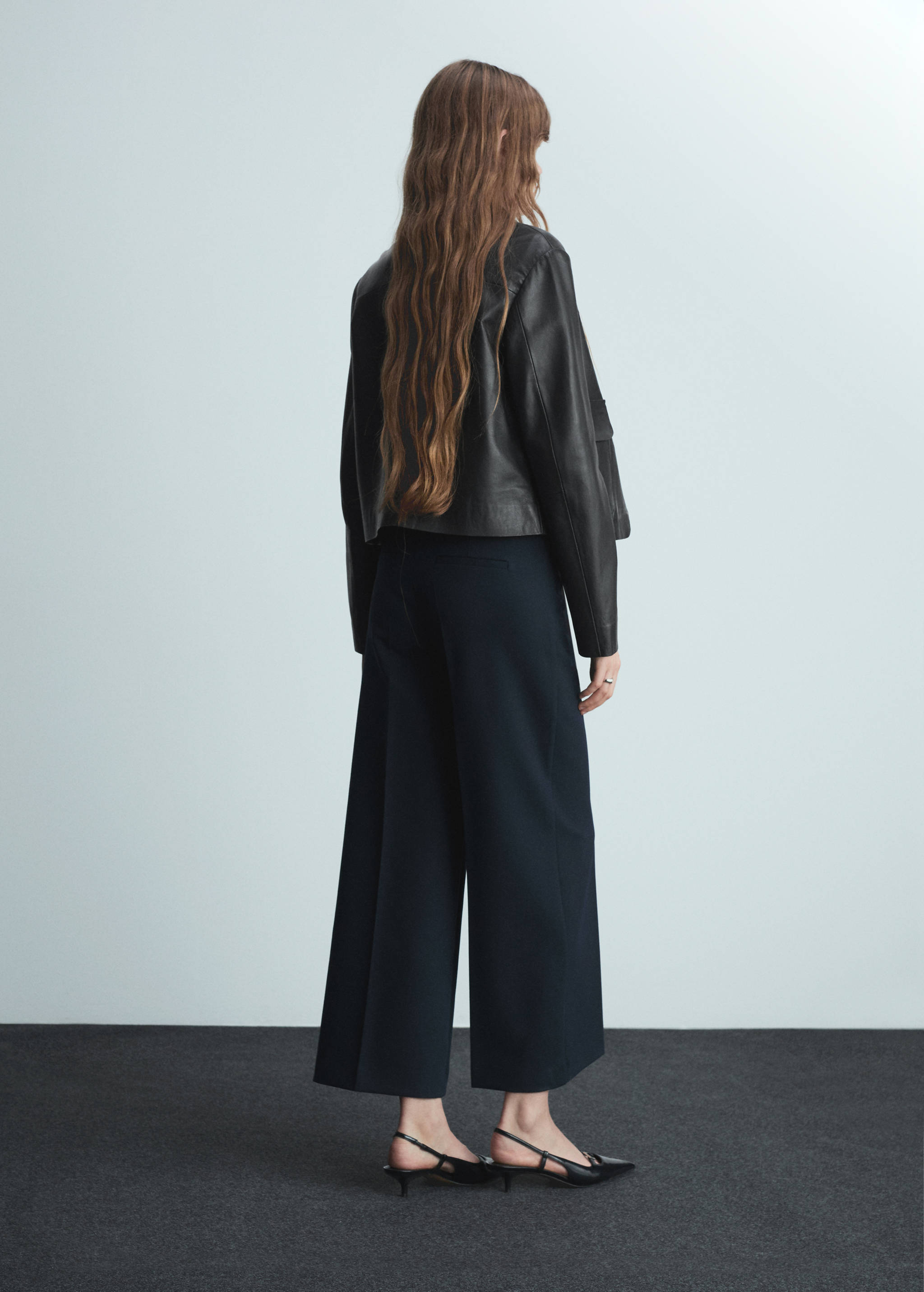 褶皱阔腿裤 - null