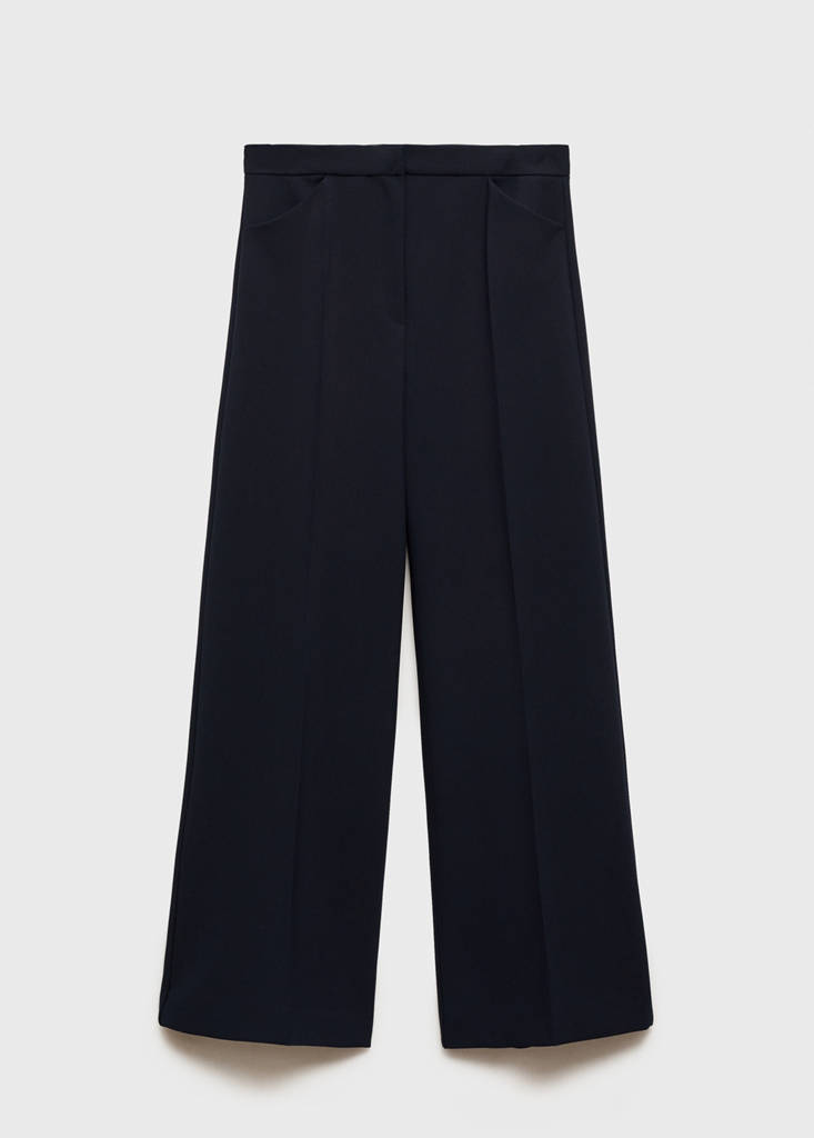 Wide leg pleated trousers — Dark Navy