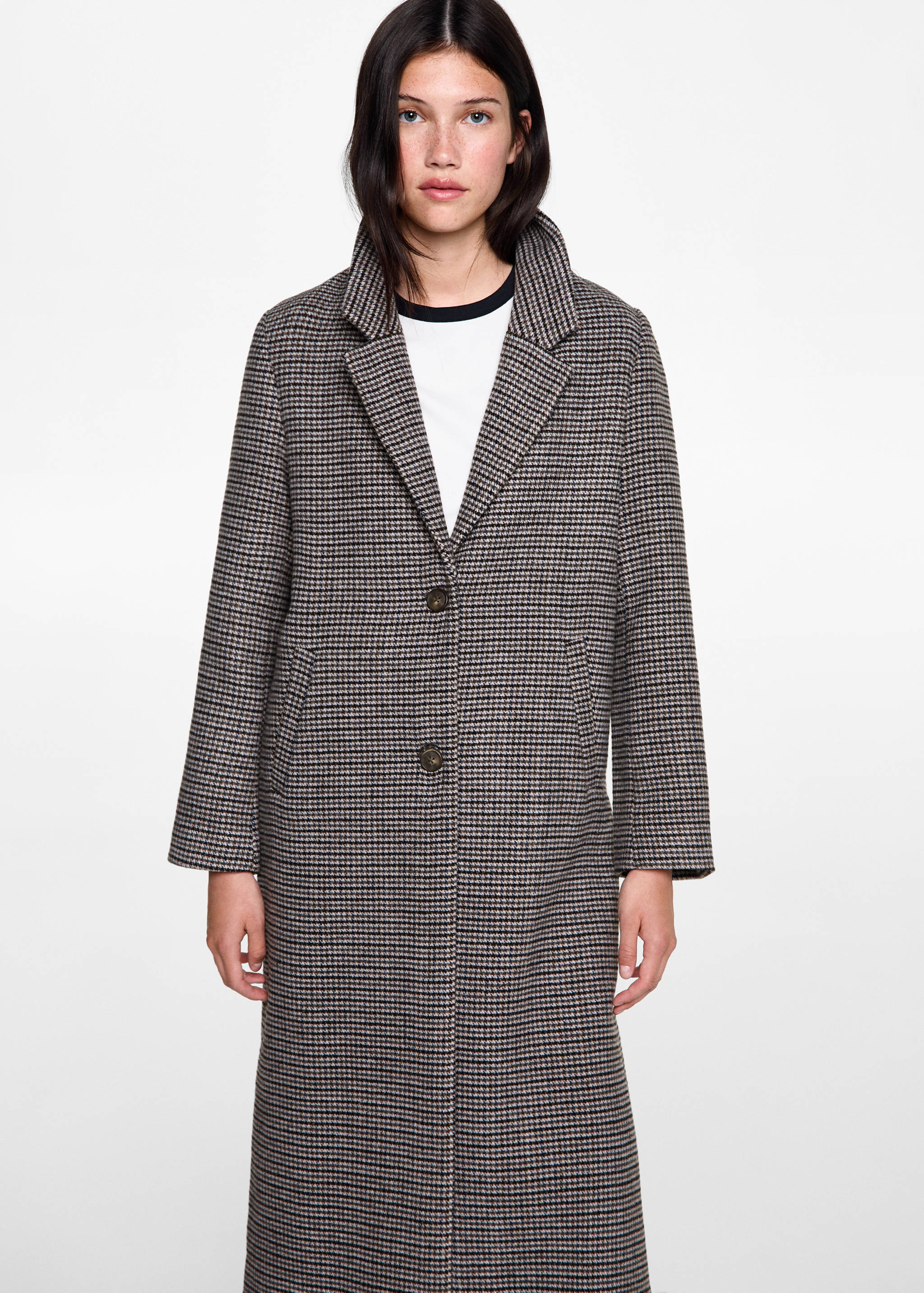 Houndstooth wool-blend coat - Medium plane