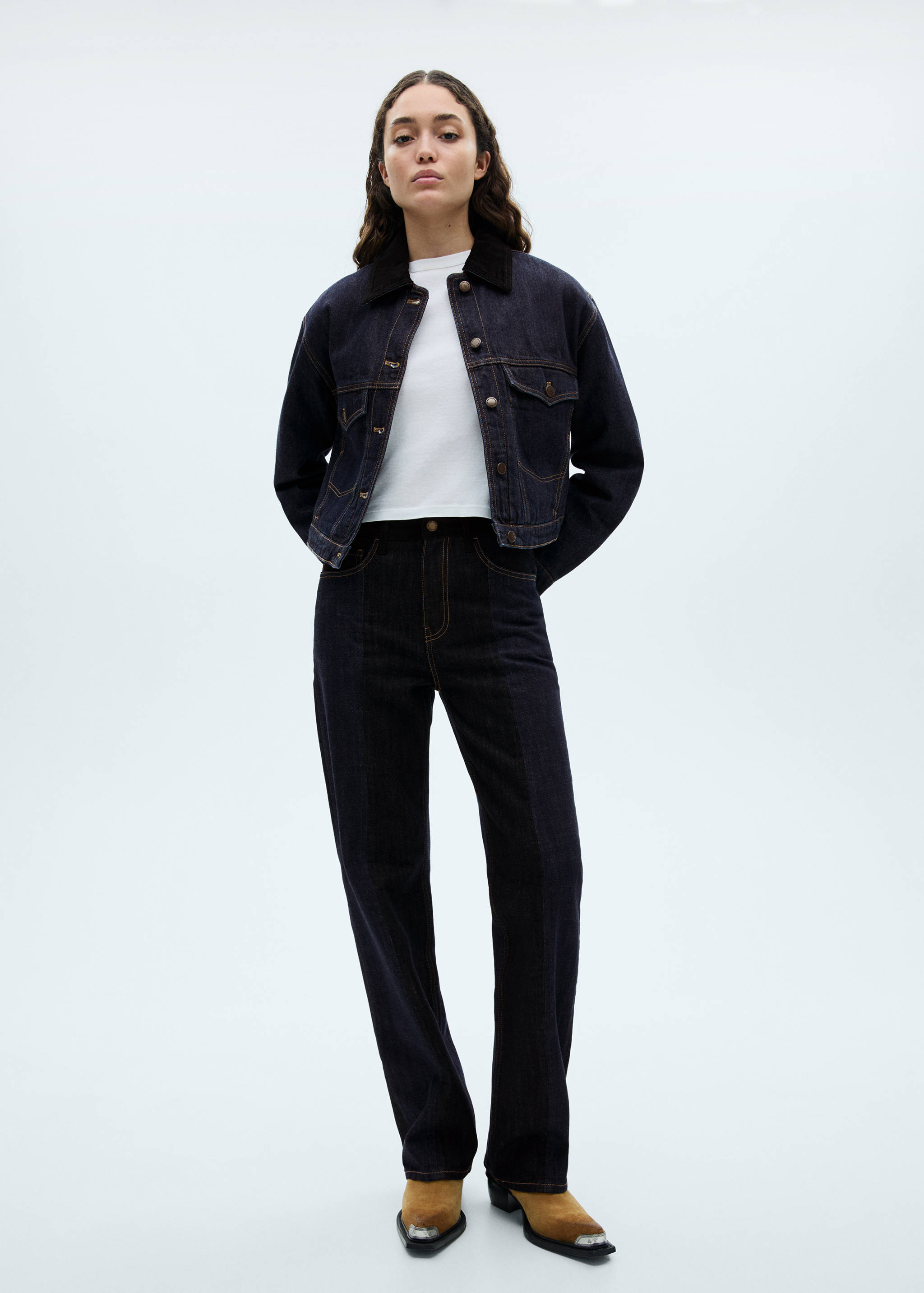 Denim jacket with contrast collar - General plane