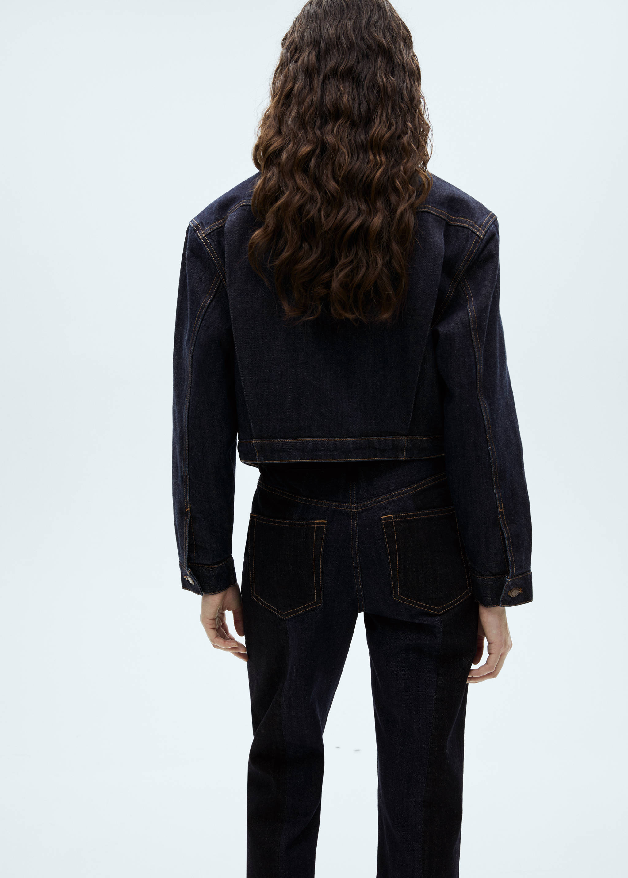 Denim jacket with contrast collar - Reverse of the article