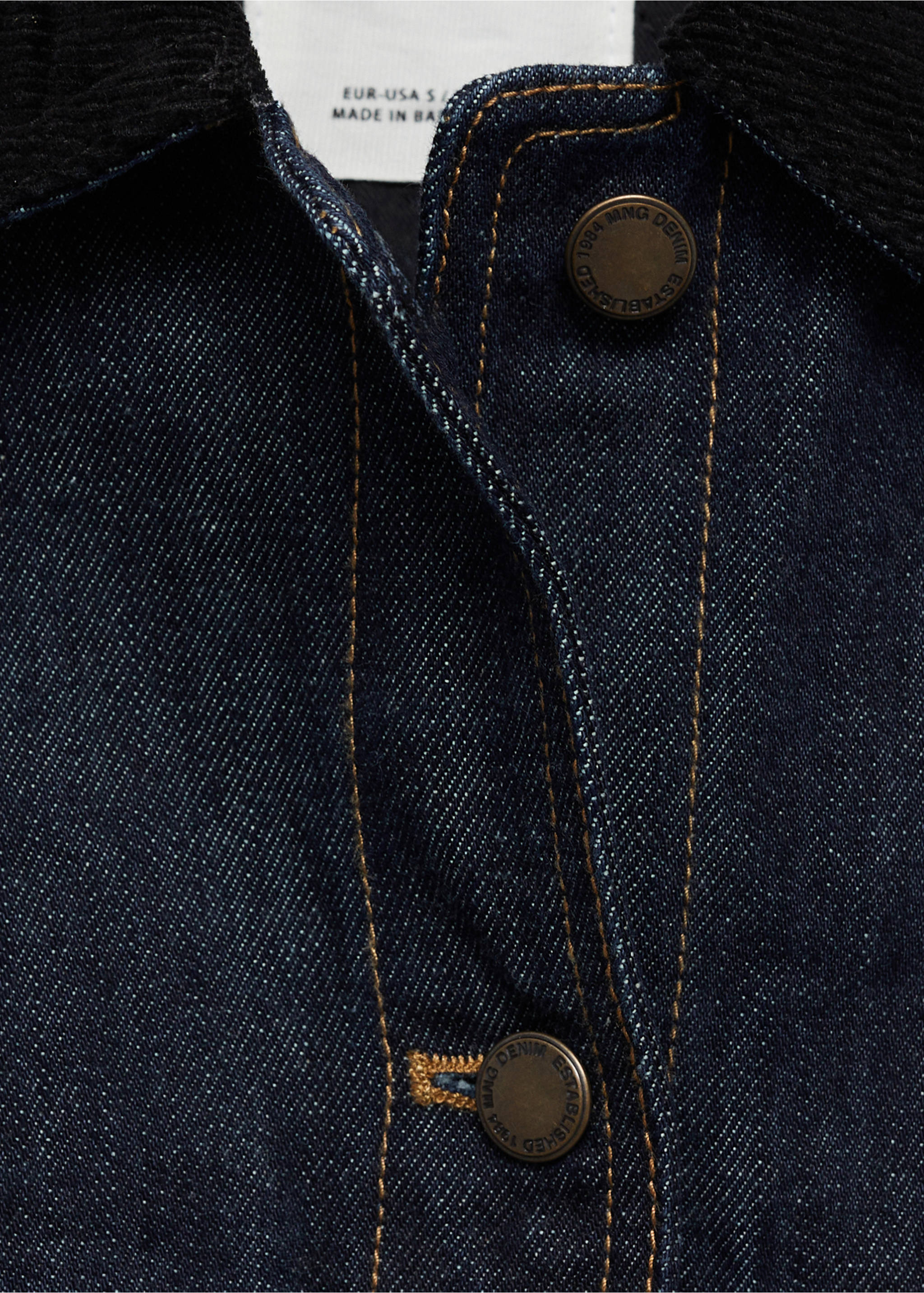 Cazadora vaquera cuello contraste - Detalle del artículo 8, Azul oscuro. Ref: 77067114-00.