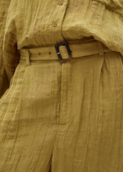 Textured trousers with belt — Mustard 4