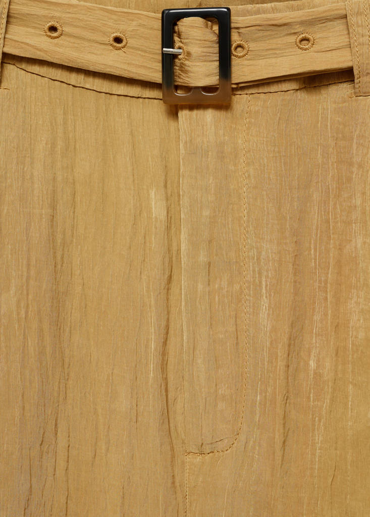 Textured trousers with belt — Mustard