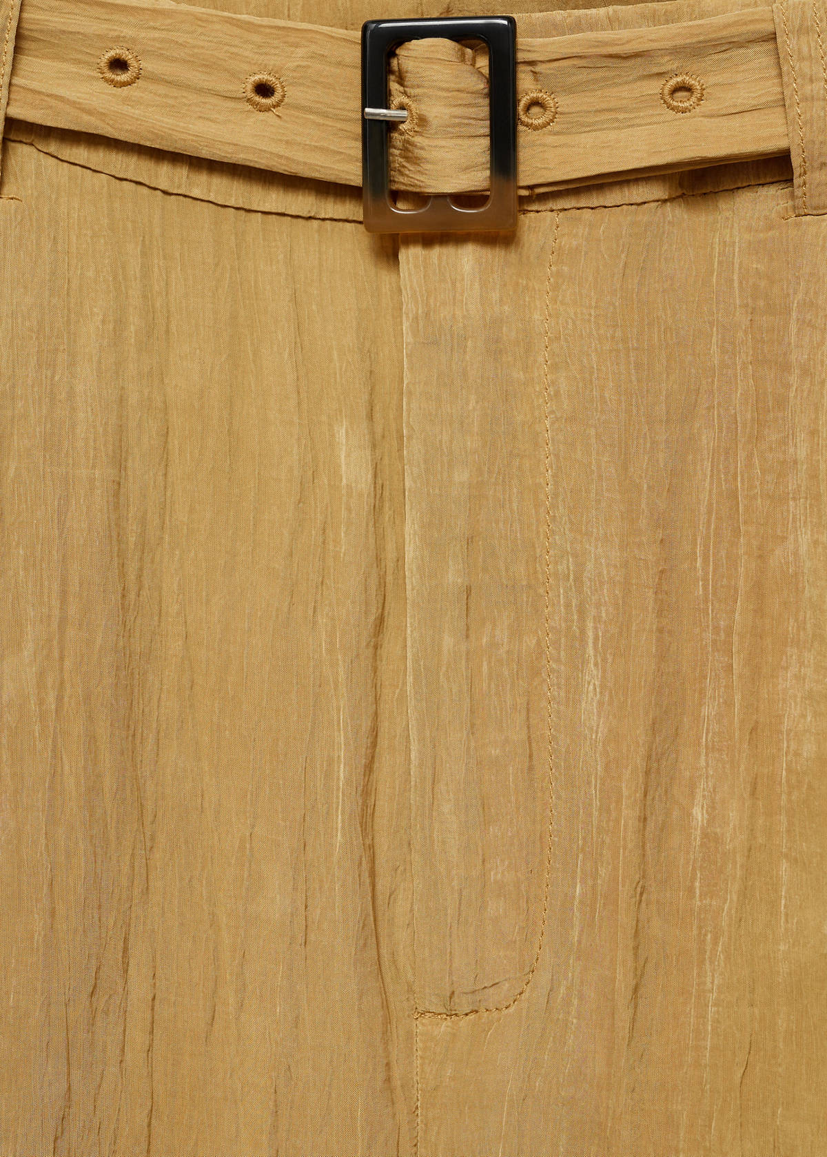 Textured trousers with belt — Mustard