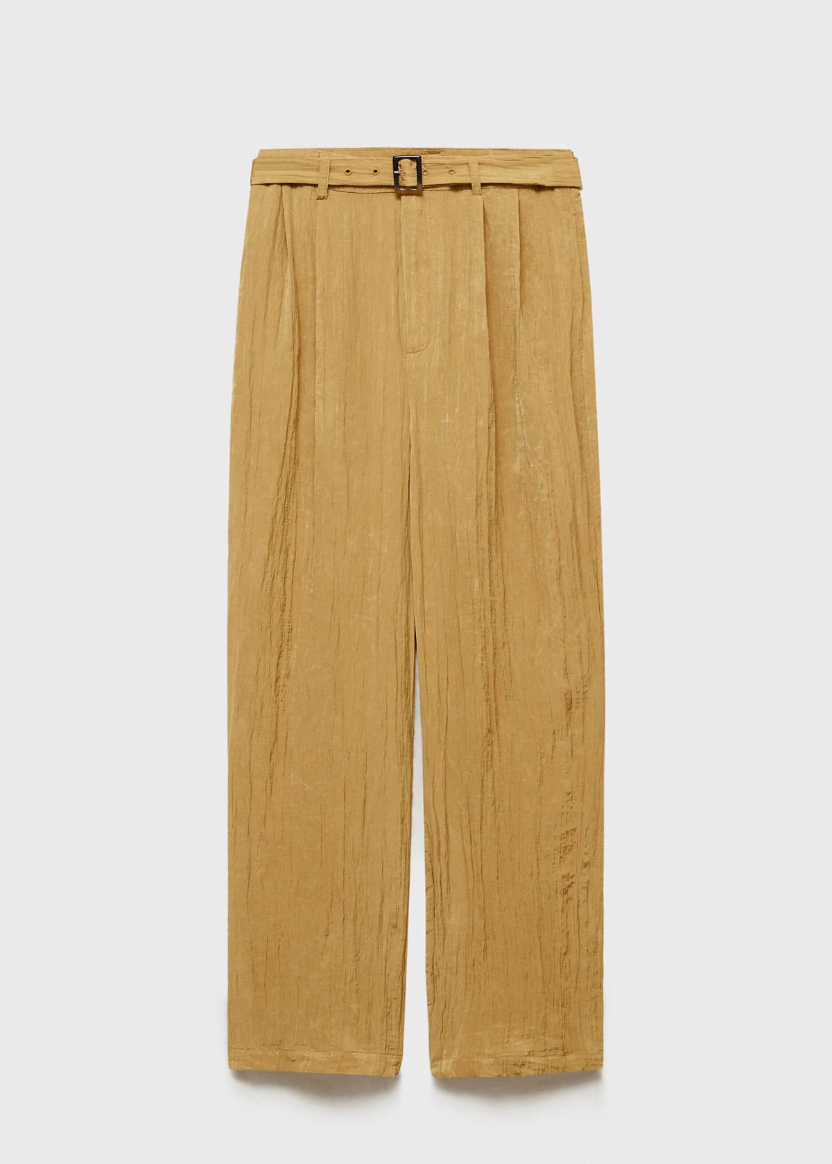 Textured trousers with belt — Mustard