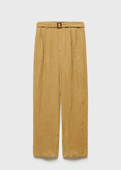 Textured trousers with belt — Mustard 6