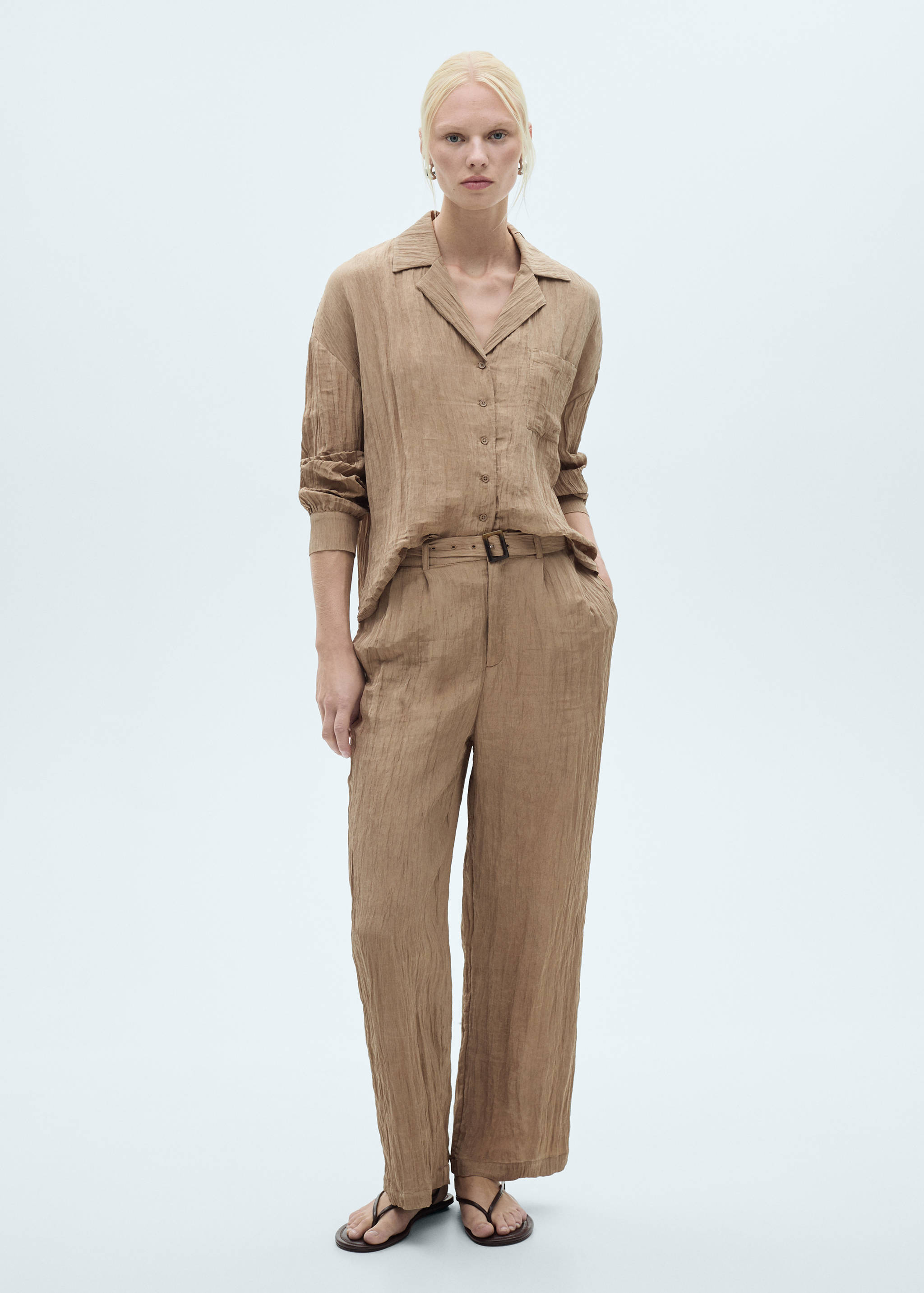 Textured trousers with belt - General plane