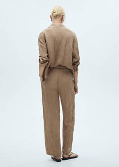 Textured trousers with belt — Brown 3