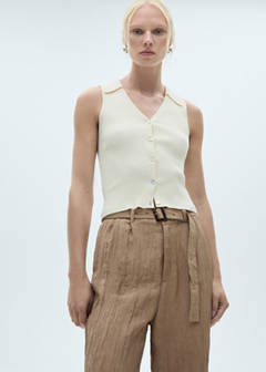 Textured trousers with belt — Brown 4