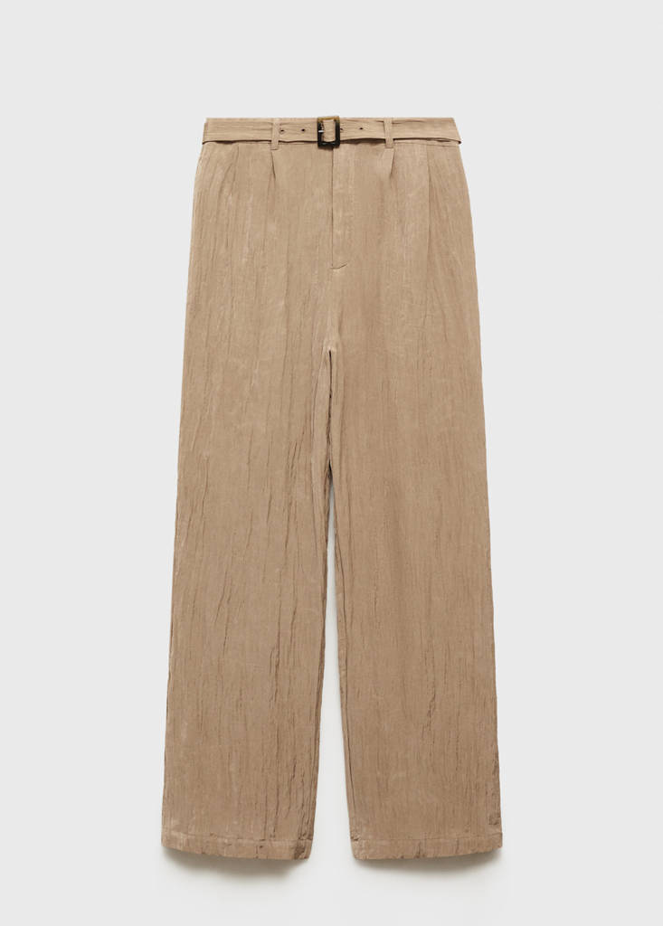Textured trousers with belt — Brown