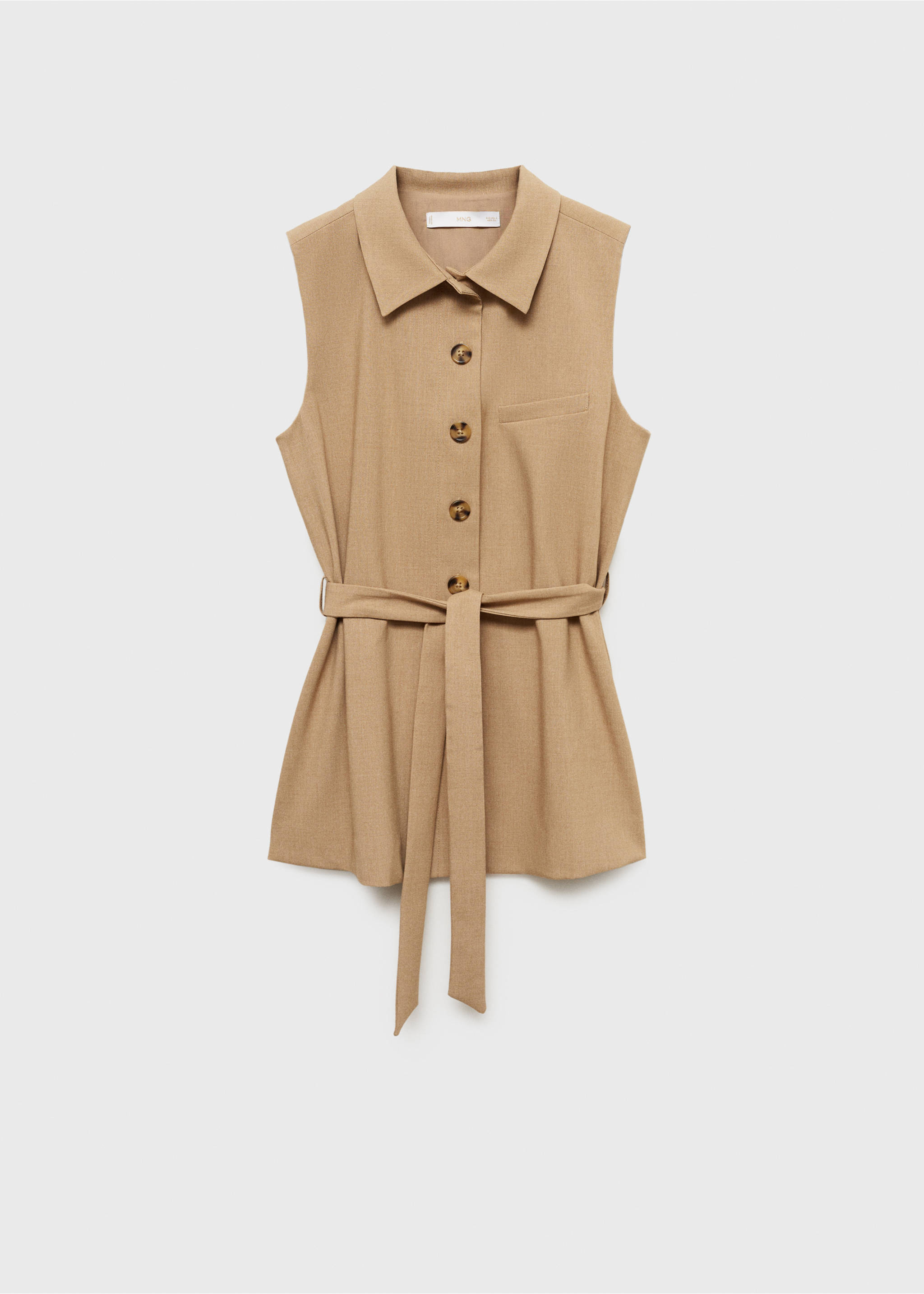 Suit waistcoat with bow - Article without model, Beige. Ref: 77067648-00.