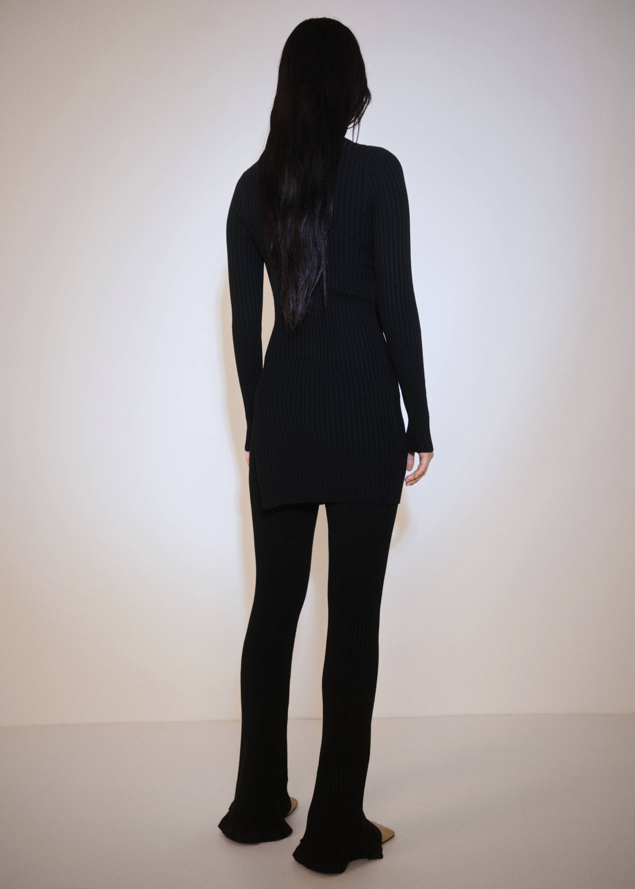 Pantalon évasé maille côtelée - Verso de l’article